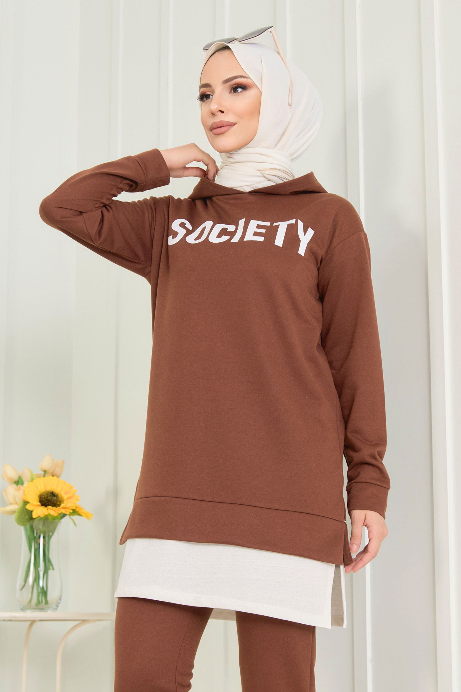 3553-KAHVE TUNIK PANTOLON - 4