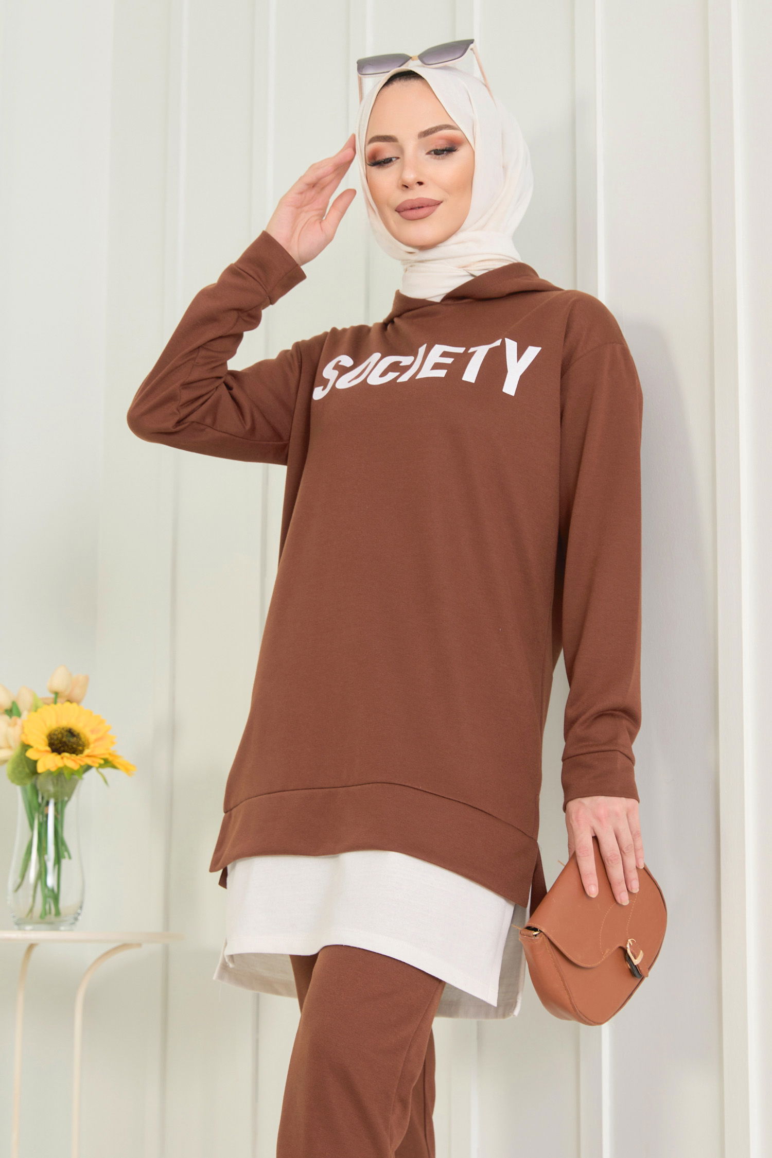 3553-KAHVE TUNIK PANTOLON - 5