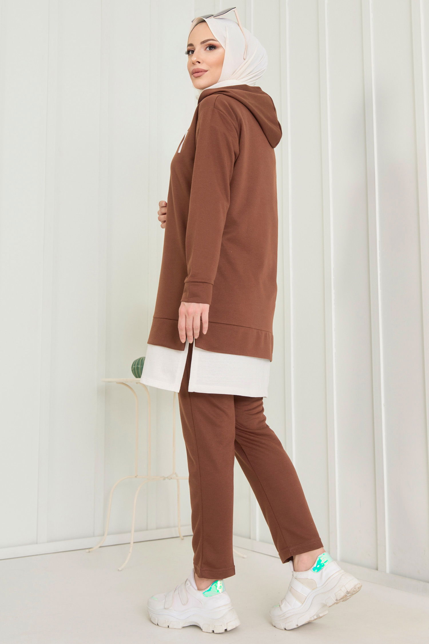 3553-KAHVE TUNIK PANTOLON - 6