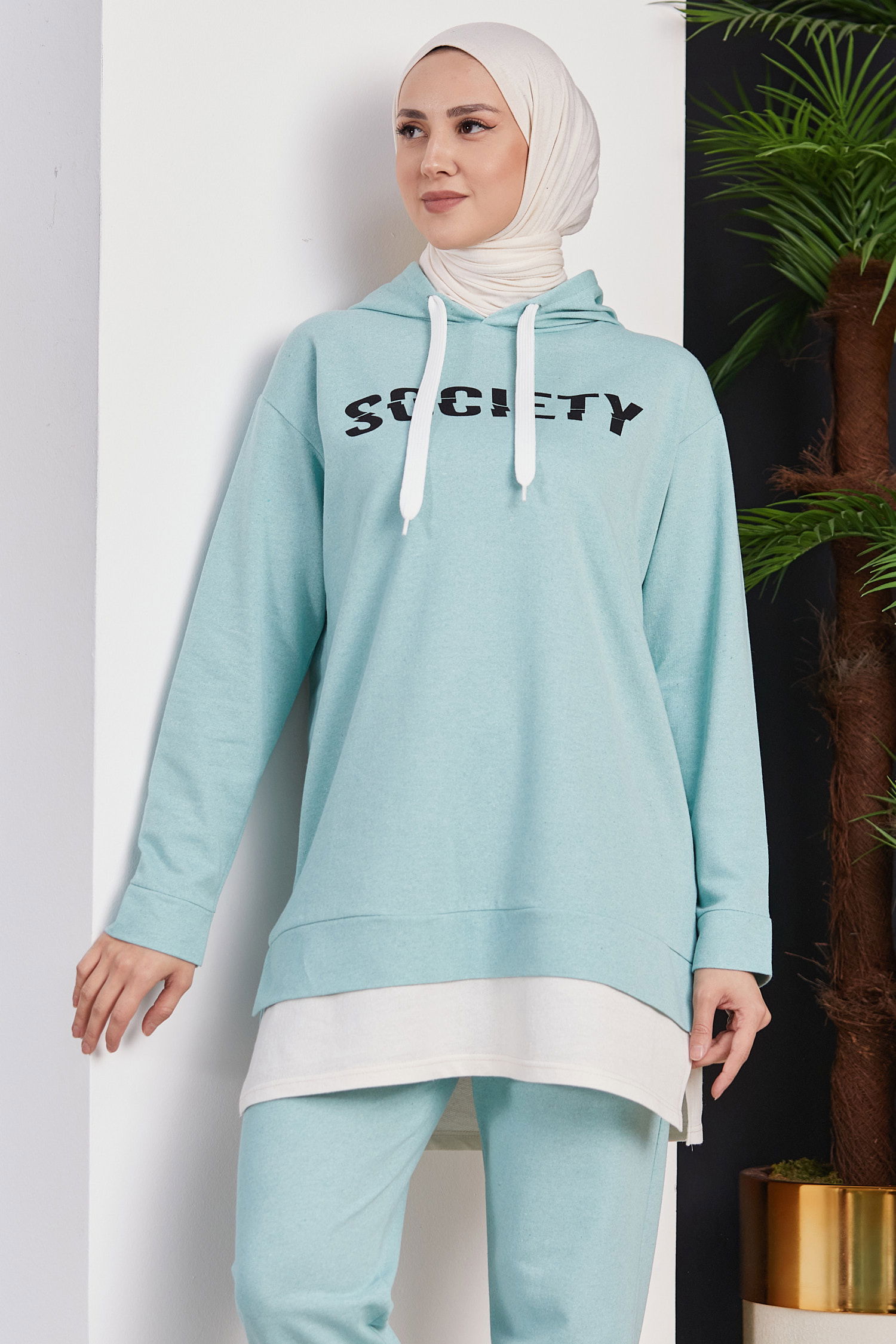 3553-MINT Tunık + Pantolon - 4