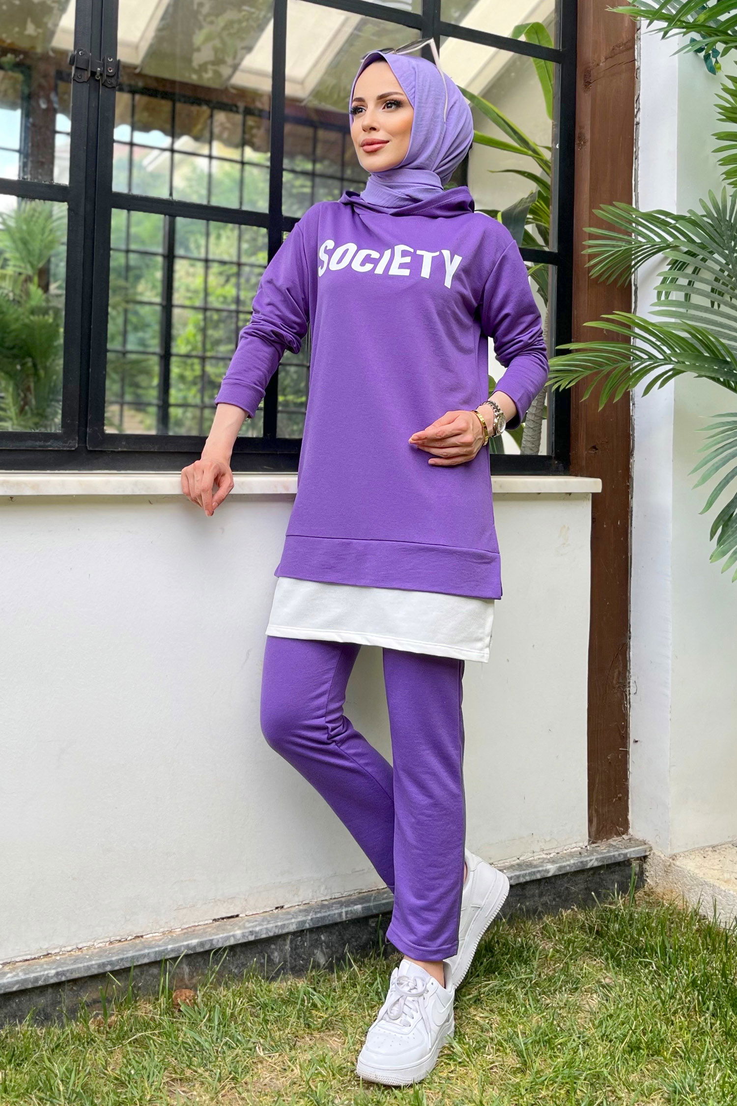 3553-MOR TUNIK PANTOLON - 2