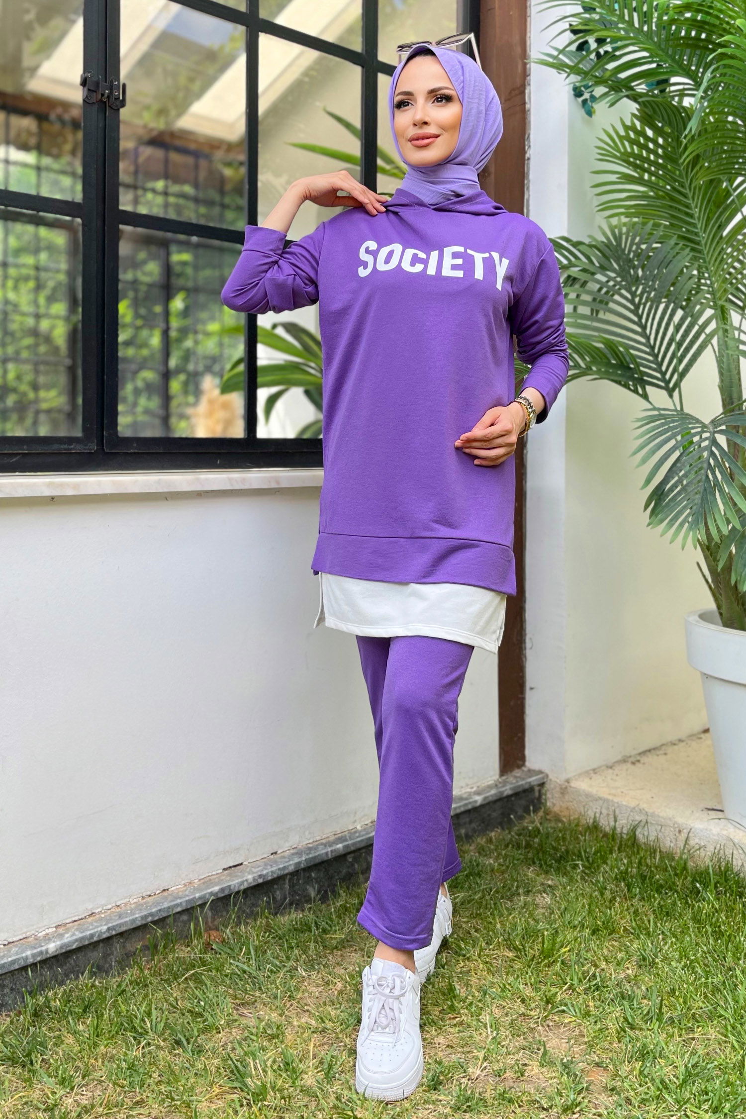 3553-MOR TUNIK PANTOLON - 3