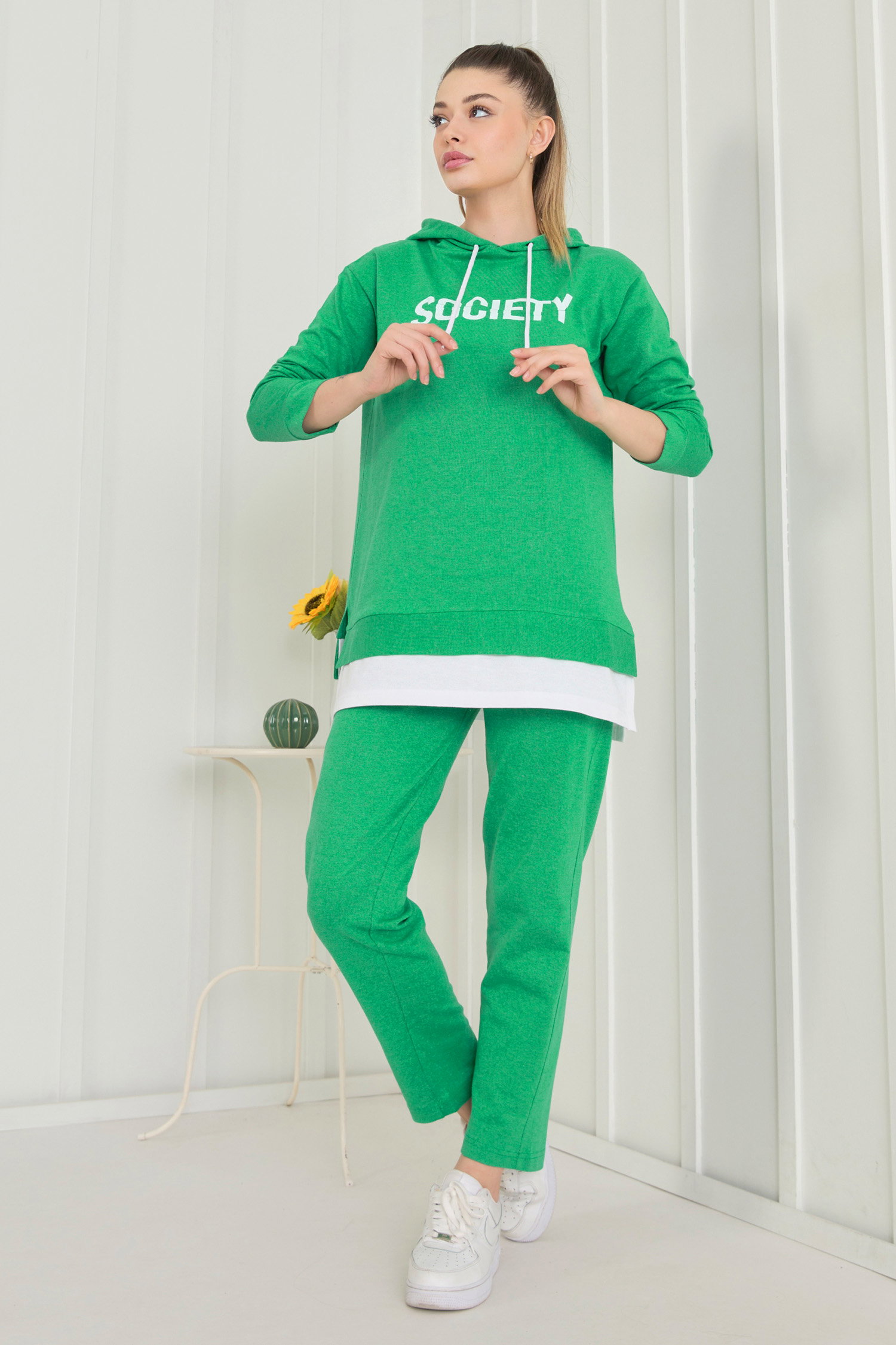 3553-YESIL TUNIK PANTOLON - 1