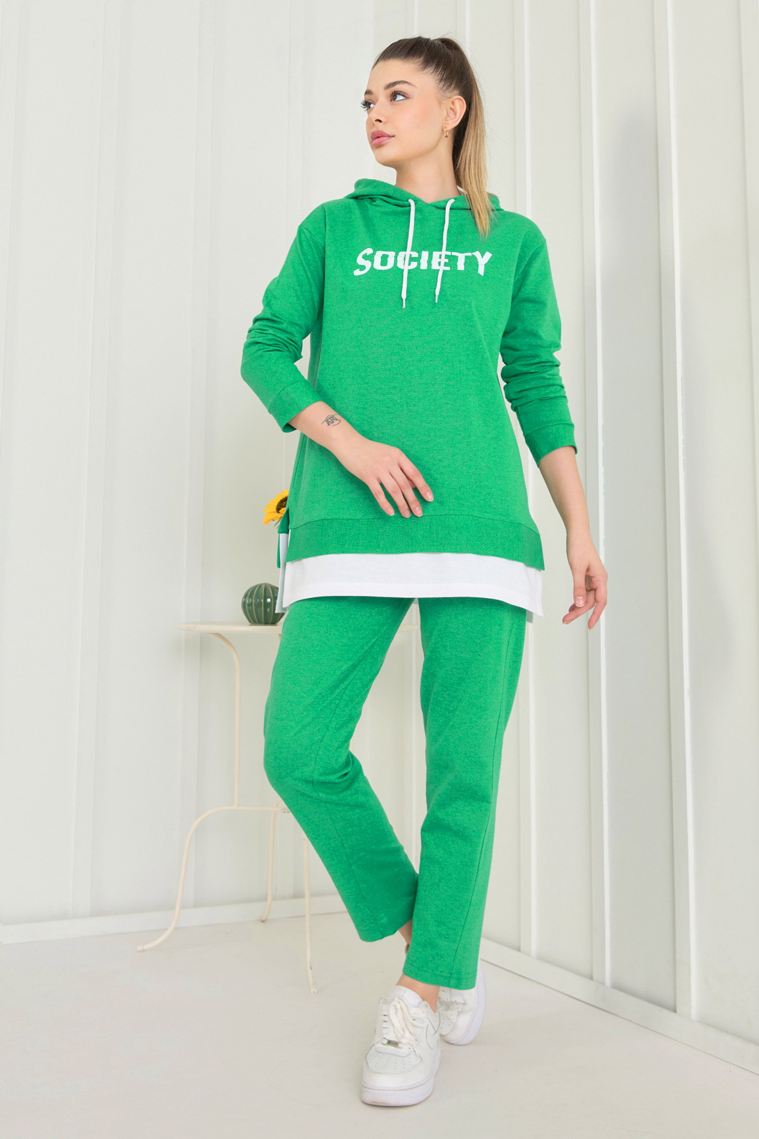 3553-YESIL TUNIK PANTOLON - 2
