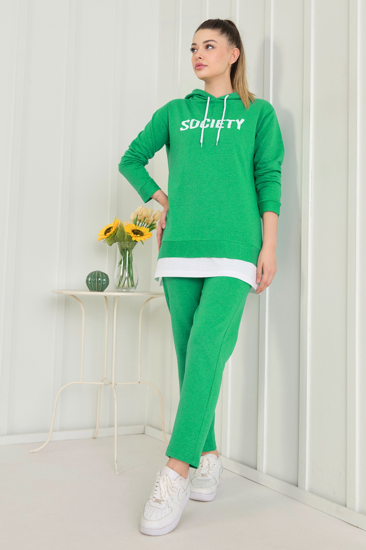 3553-YESIL TUNIK PANTOLON - 3