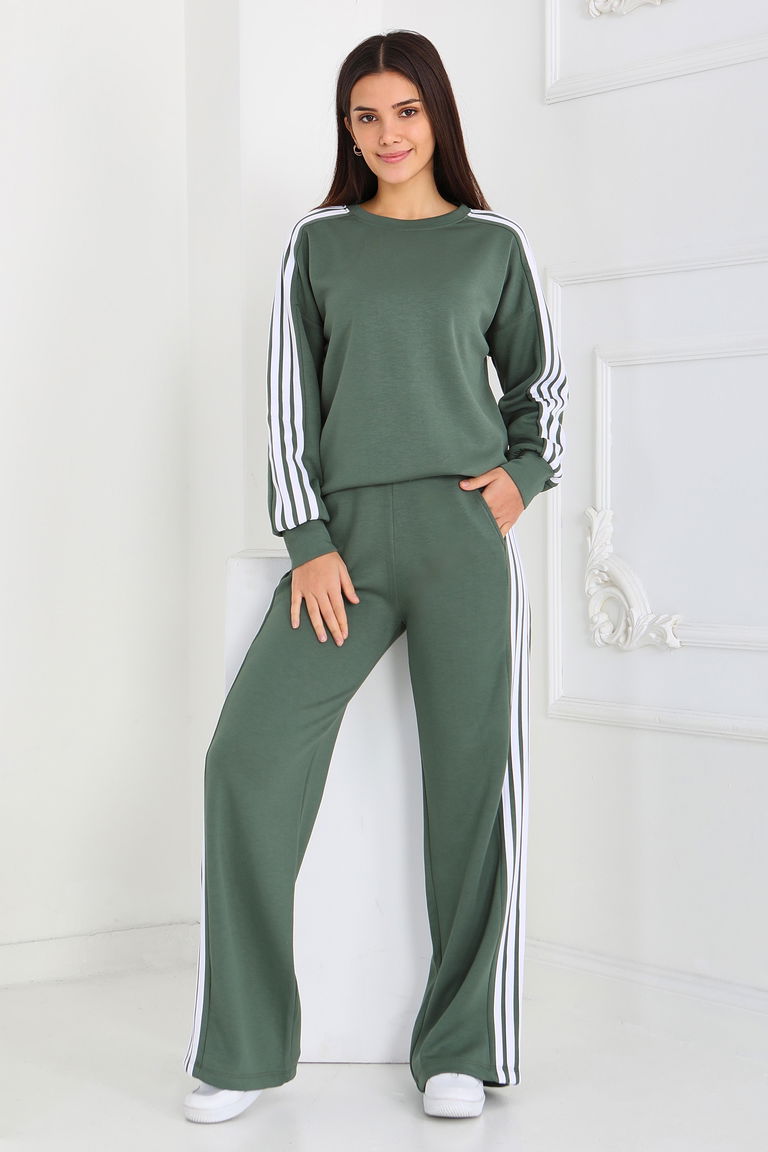 4 Şerit Detaylı Modal İkili Takım - 27871-HAKI - TOFİSA