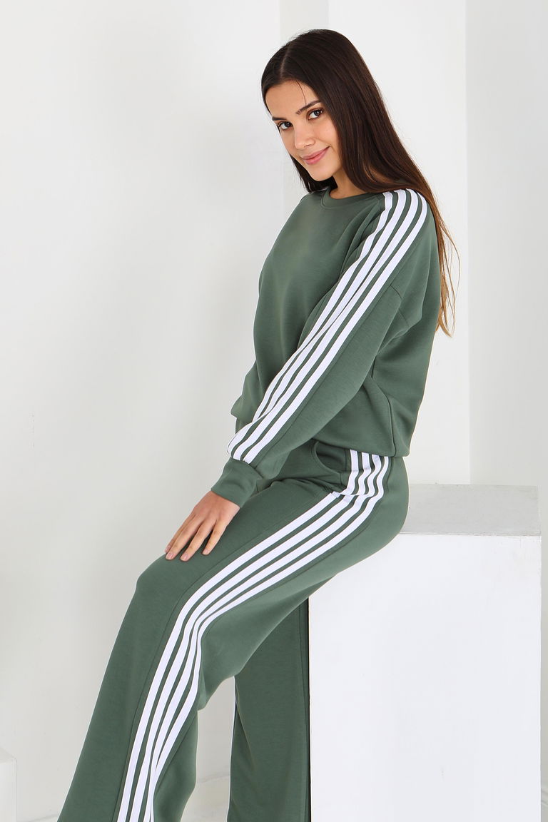 4 Şerit Detaylı Modal İkili Takım - 27871-HAKI - TOFİSA