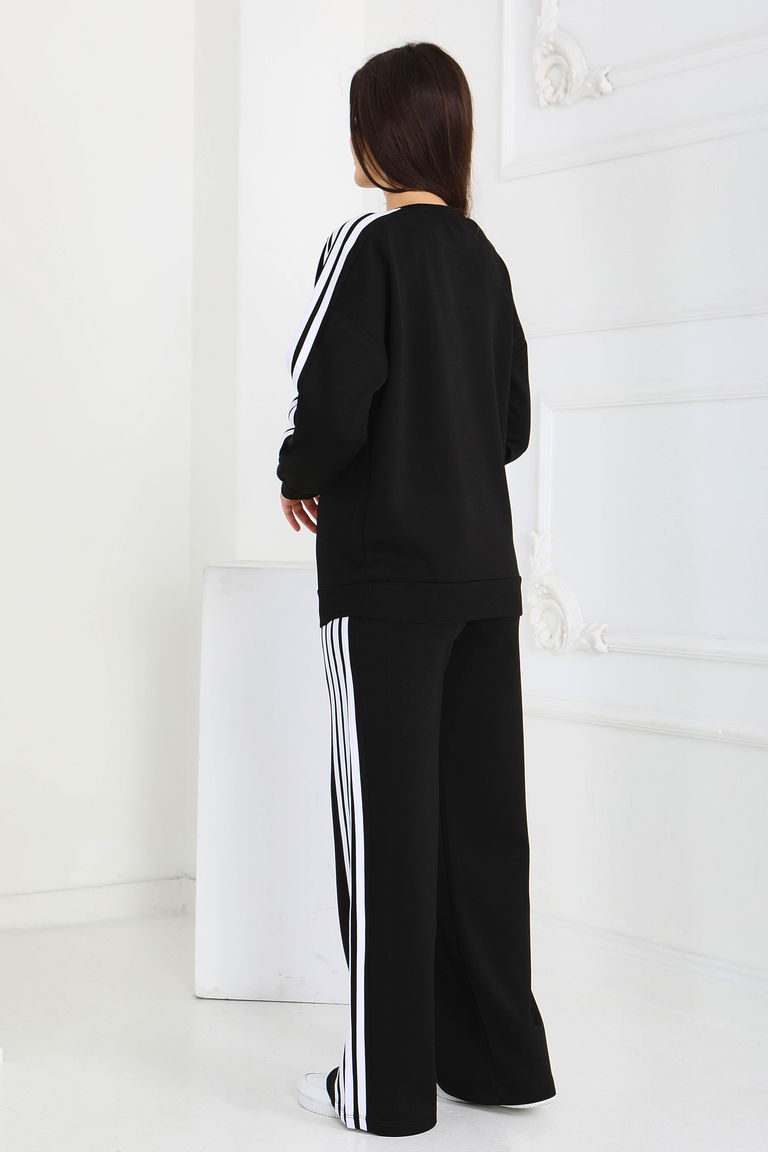 4 Şerit Detaylı Modal İkili Takım - 27871-SIYAH - TOFİSA