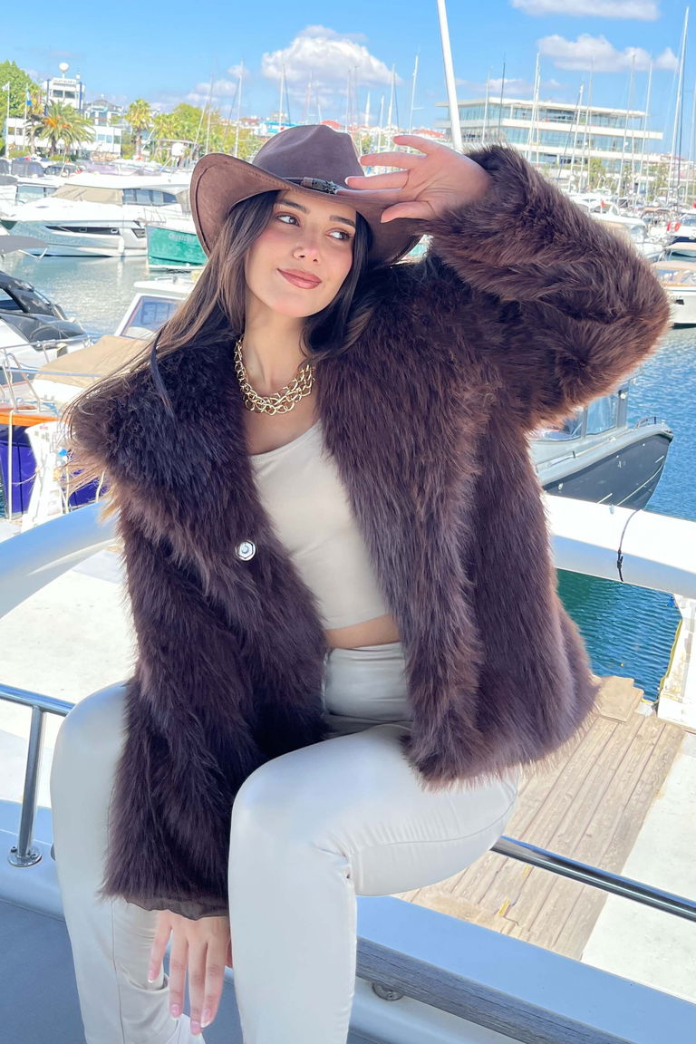 Ara boy Lolita Kürk Mont - 27809-KAHVE - TOFİSA