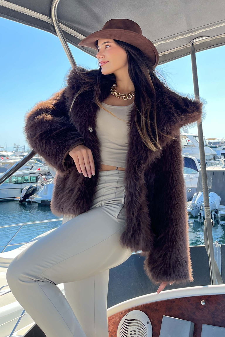 Ara boy Lolita Kürk Mont - 27809-KAHVE - TOFİSA