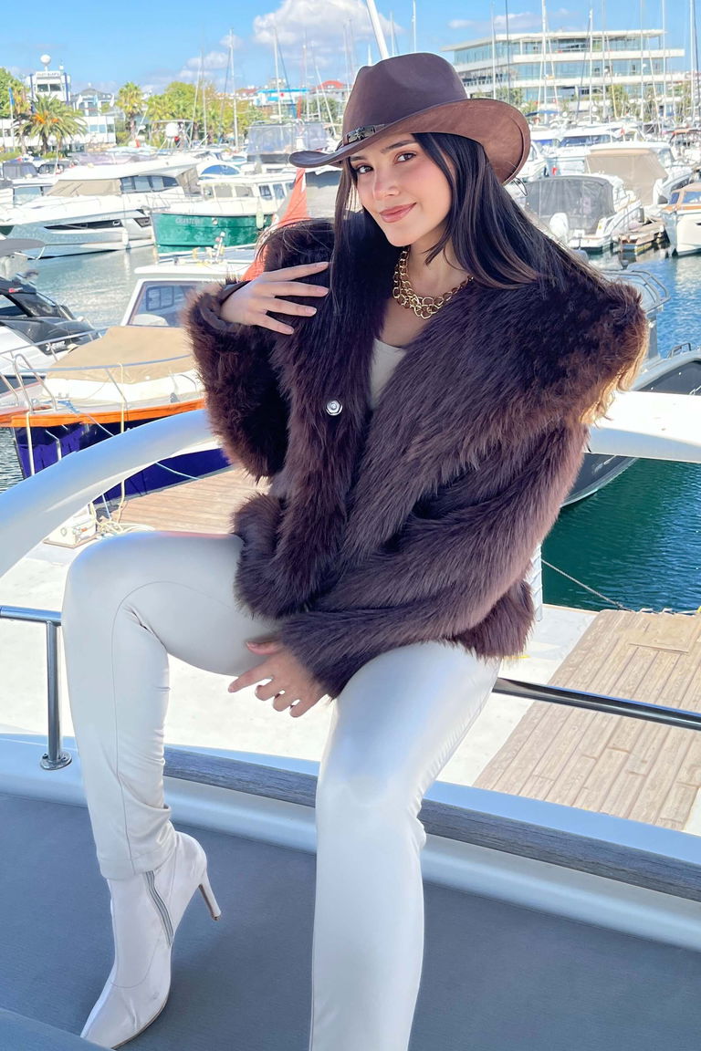 Ara boy Lolita Kürk Mont - 27809-KAHVE - TOFİSA