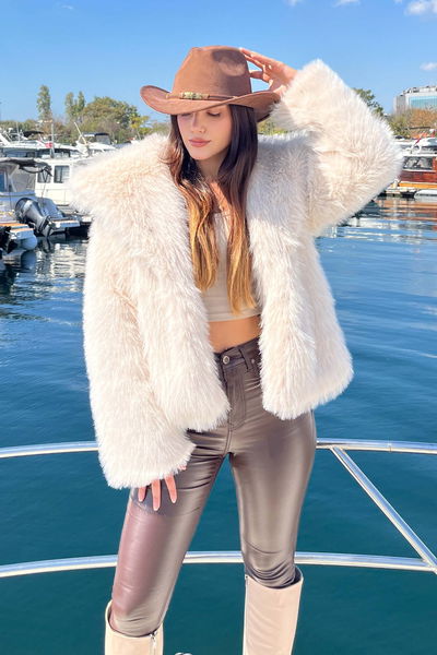 Ara boy Lolita Kürk Mont - 27809-KREM 