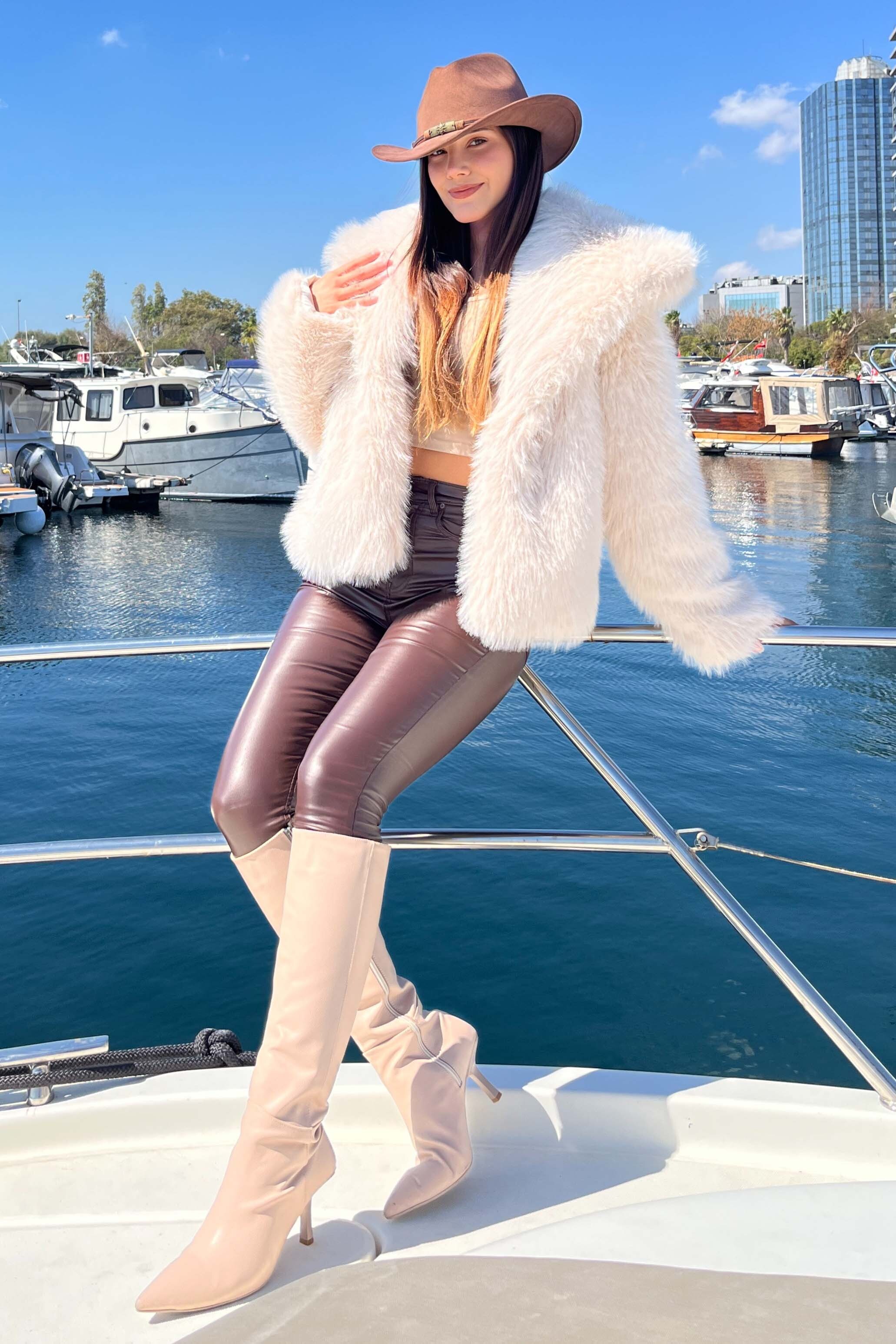 Ara boy Lolita Kürk Mont - 27809-KREM - 2
