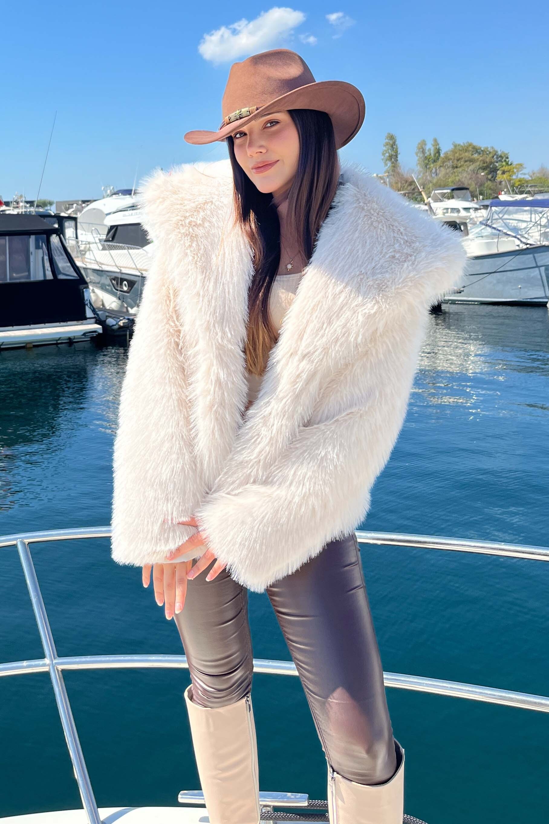 Ara boy Lolita Kürk Mont - 27809-KREM - 4