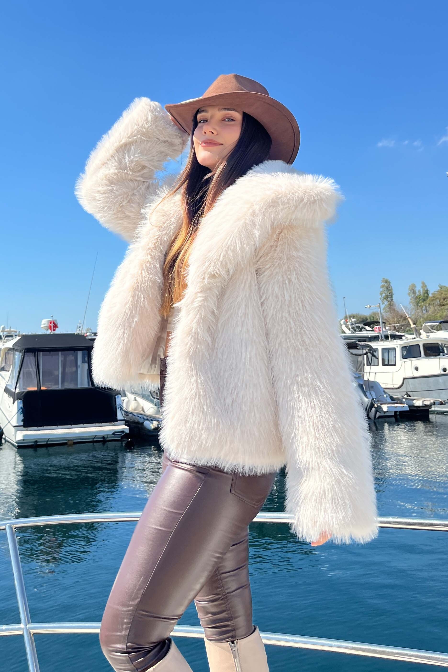 Ara boy Lolita Kürk Mont - 27809-KREM - 6