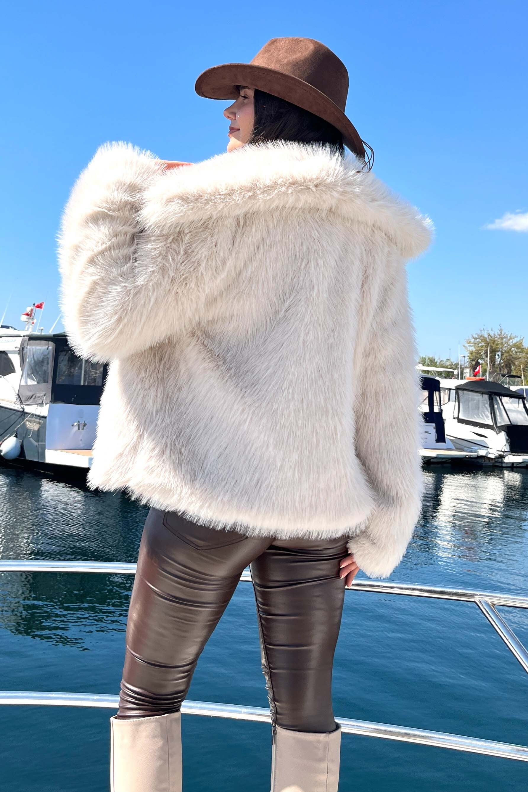 Ara boy Lolita Kürk Mont - 27809-KREM - 7