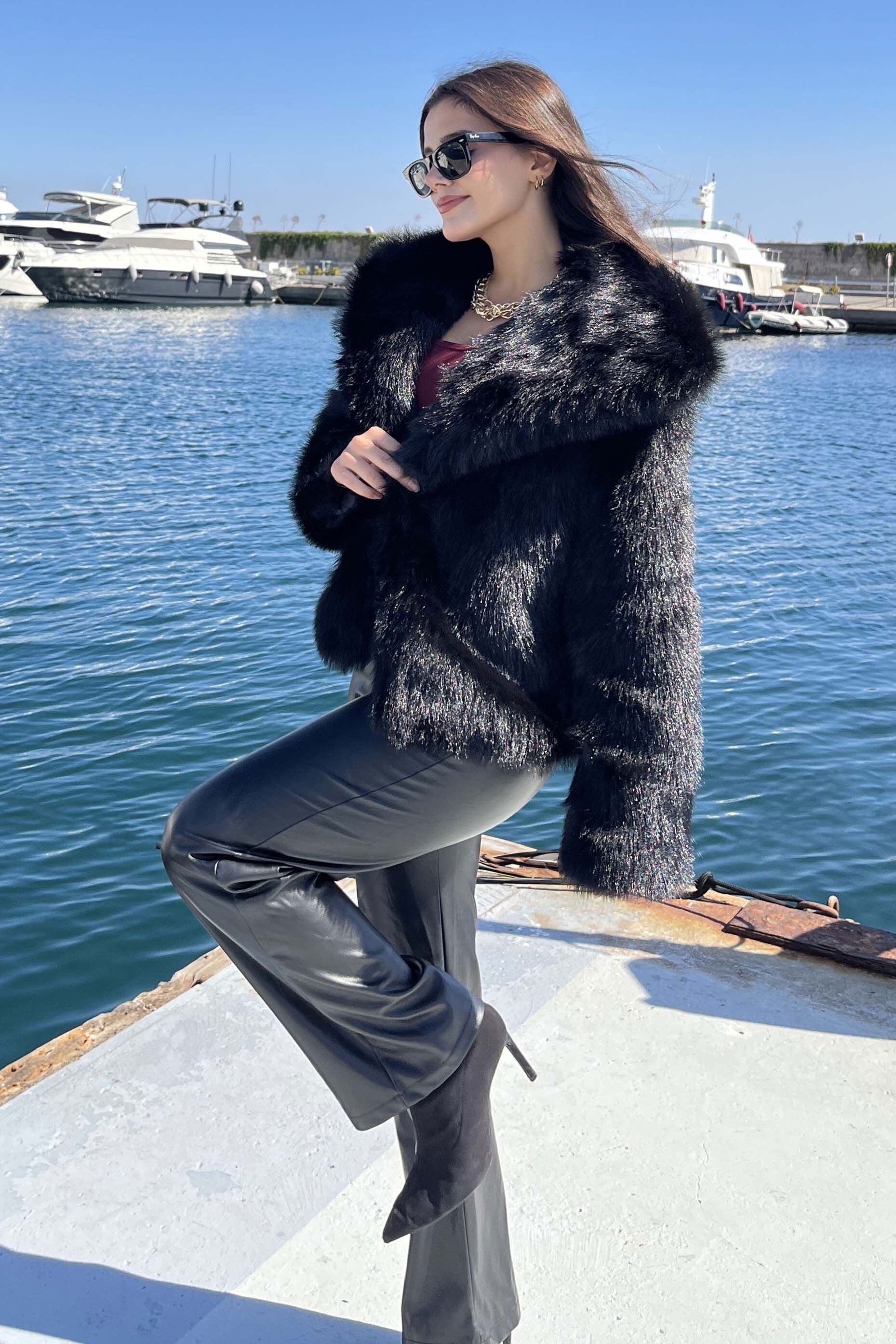 Ara boy Lolita Kürk Mont - 27809-SIYAH - 2
