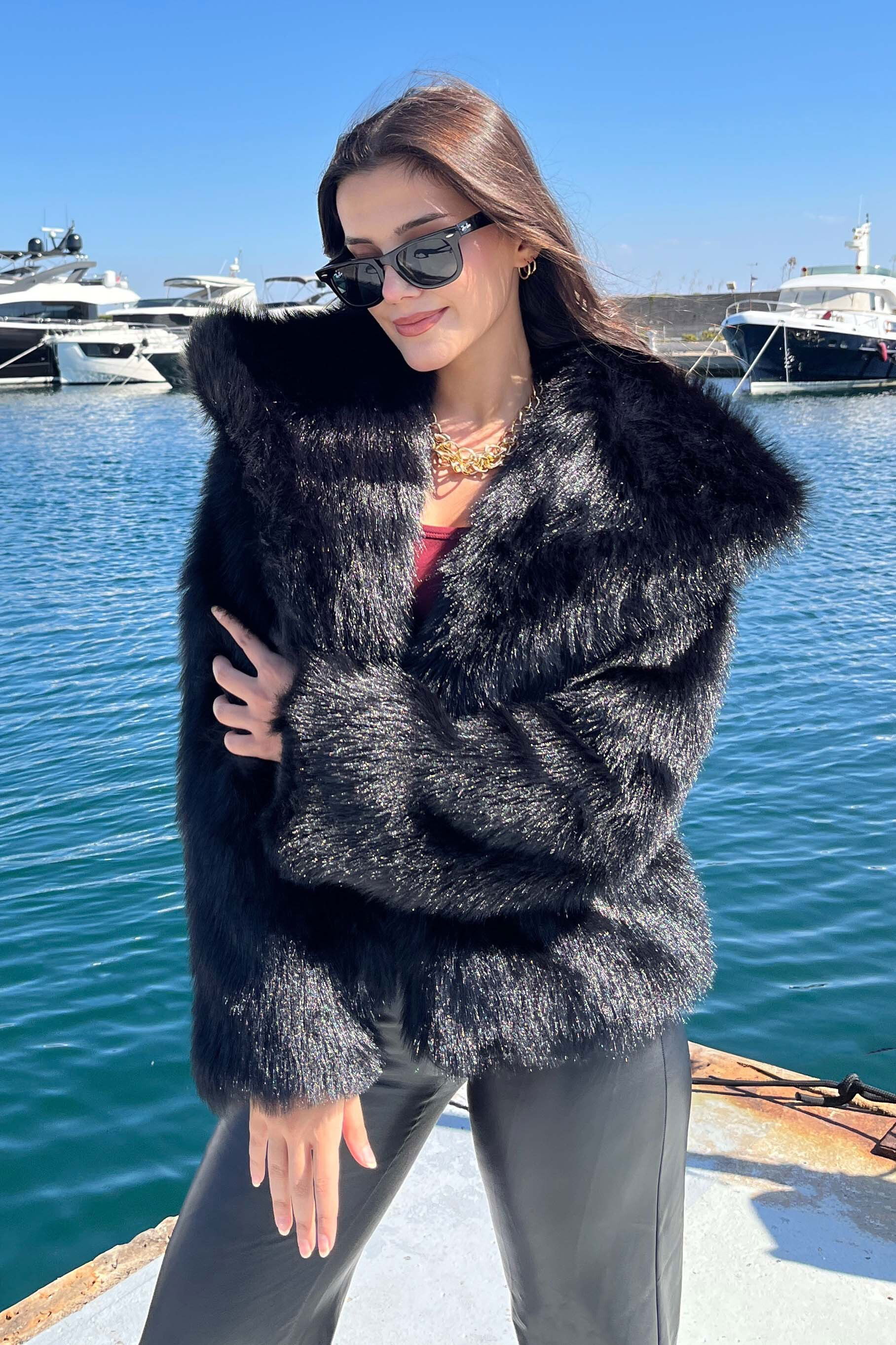 Ara boy Lolita Kürk Mont - 27809-SIYAH - 3