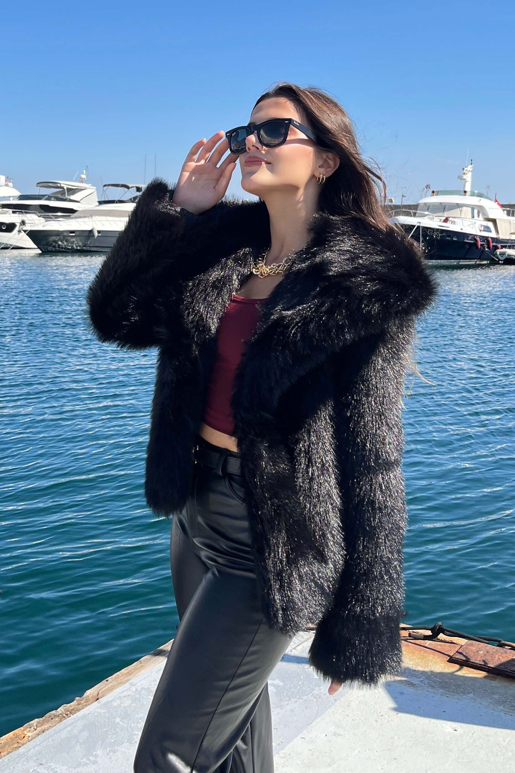 Ara boy Lolita Kürk Mont - 27809-SIYAH - 5