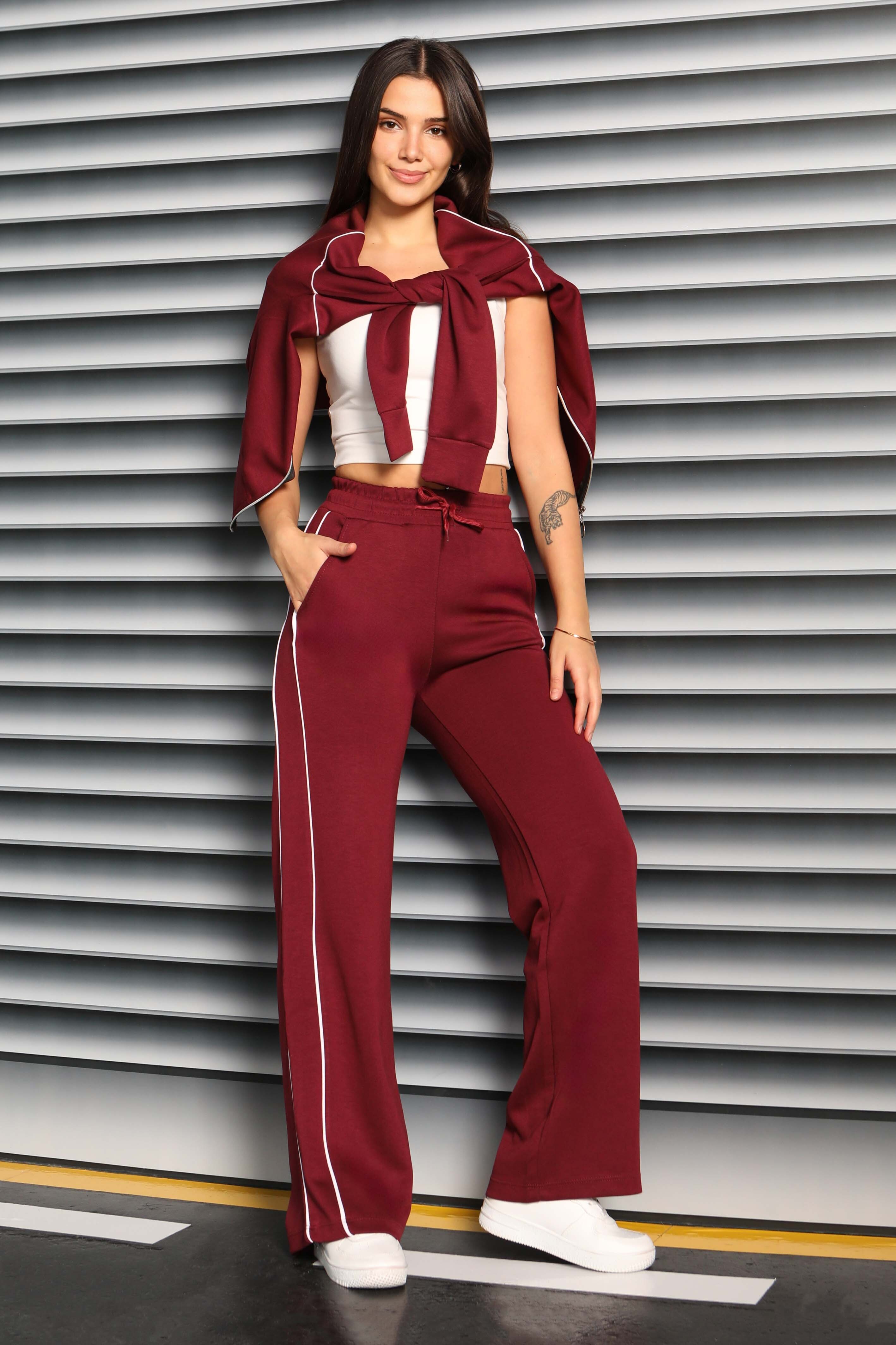 Ara garnili Modal İkili Takım - 27877-BORDO - 1