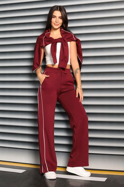 Ara garnili Modal İkili Takım - 27877-BORDO 