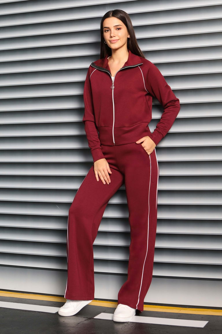 Ara garnili Modal İkili Takım - 27877-BORDO - TOFİSA