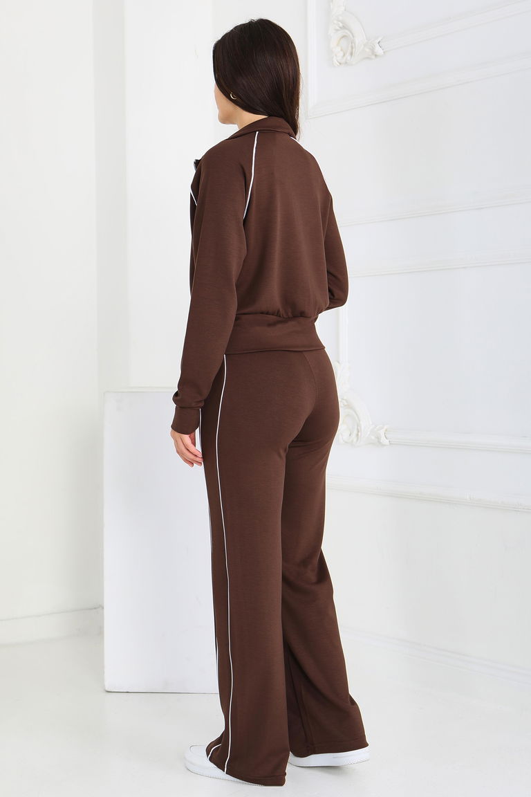 Ara garnili Modal İkili Takım - 27877-KAHVE - TOFİSA