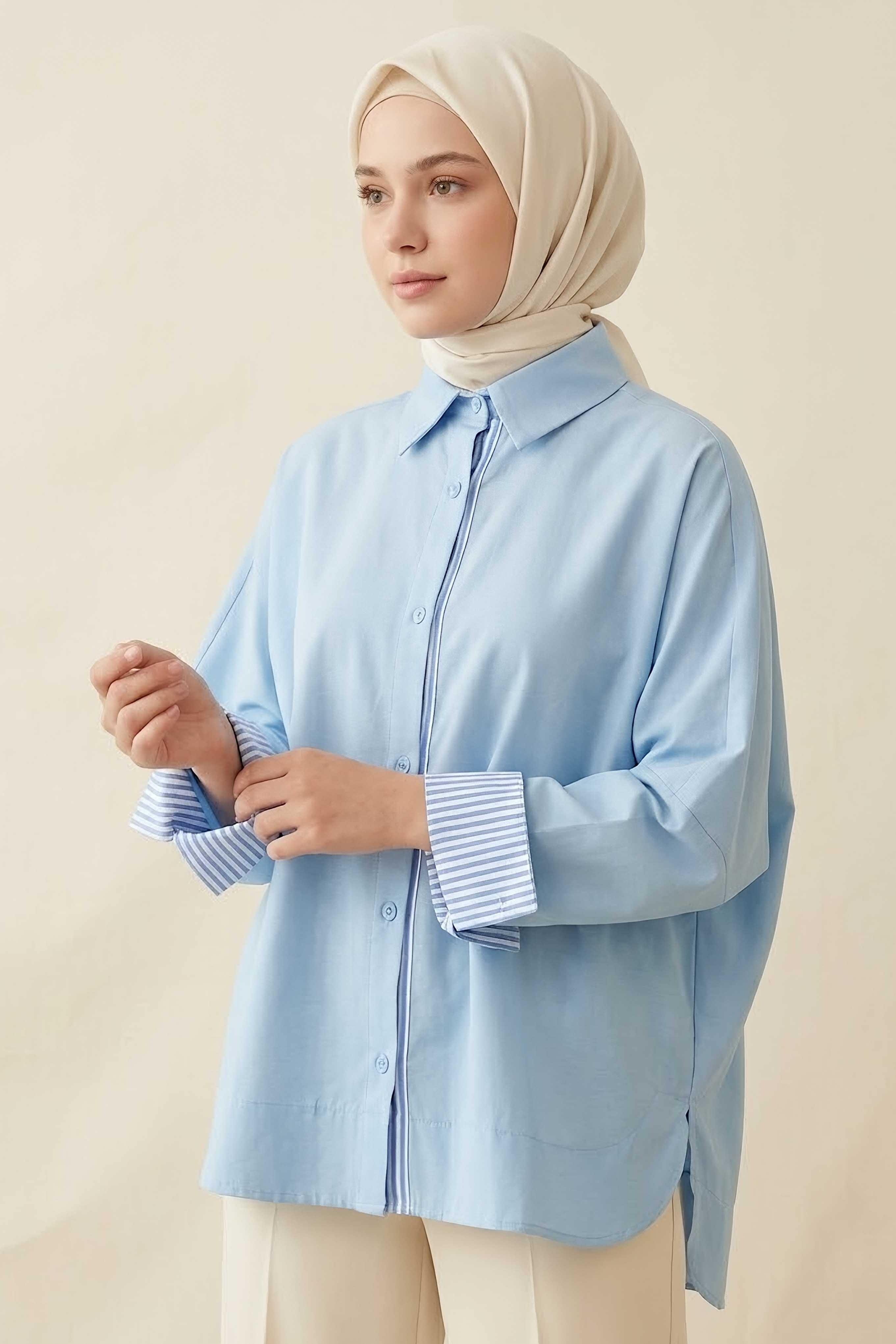 Arkası Roba Detaylı Tunik Bebe Mavi - 28727-BEBE-MAVI - 1