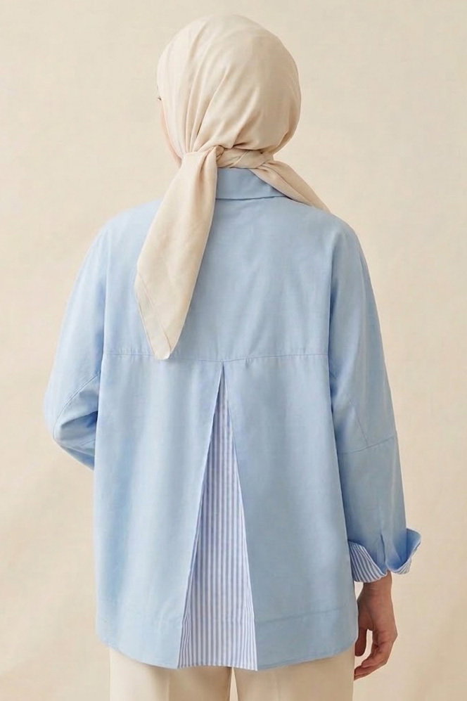Arkası Roba Detaylı Tunik Bebe Mavi - 28727-BEBE-MAVI - 3