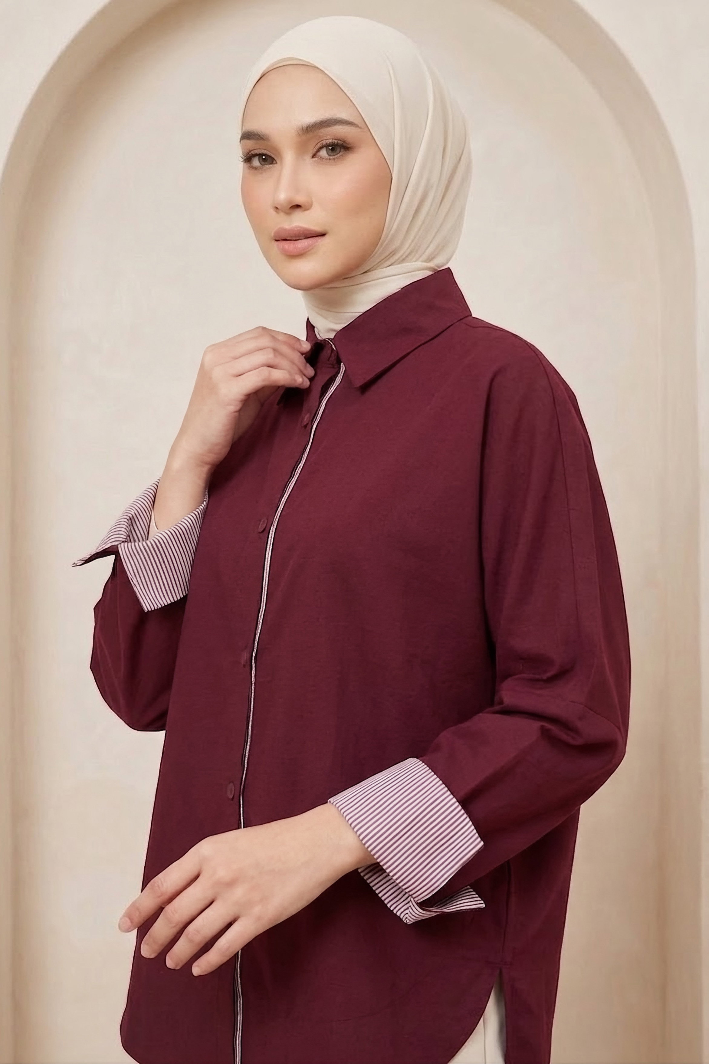 Arkası Roba Detaylı Tunik Bordo - 28727-BORDO - 1