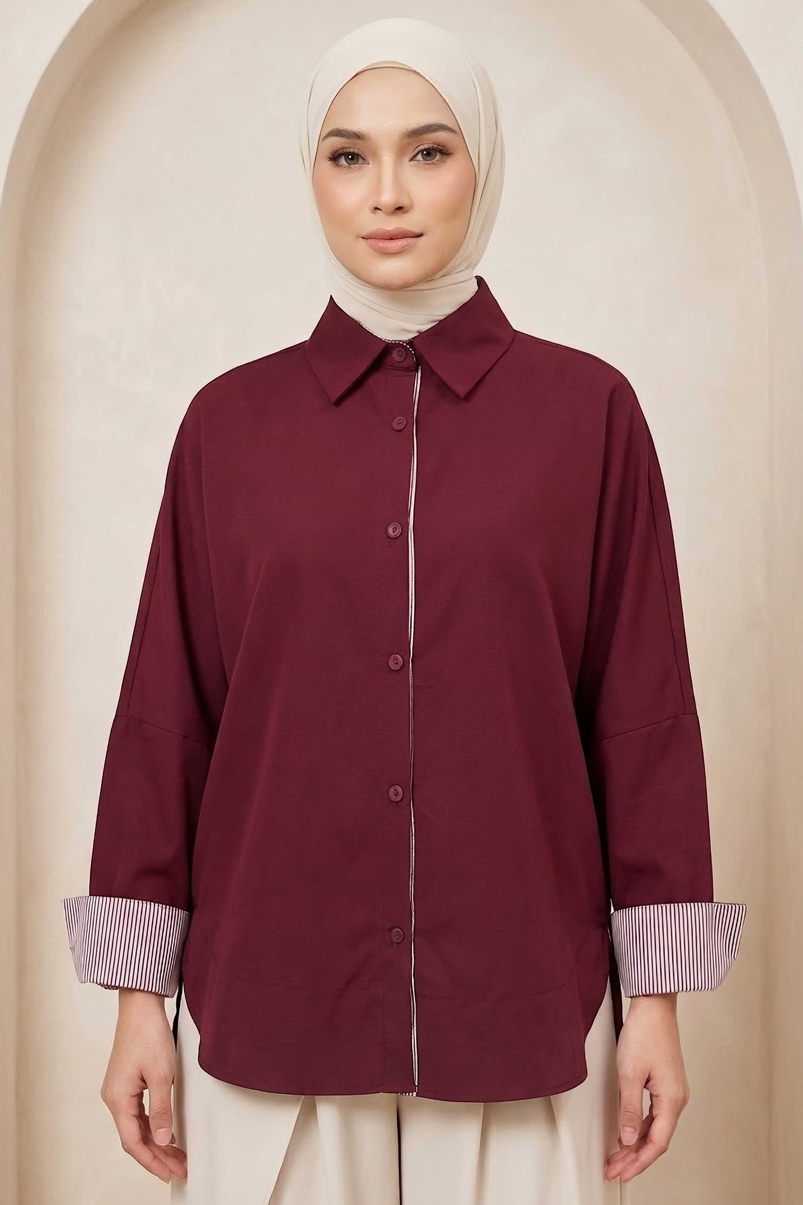 Arkası Roba Detaylı Tunik Bordo - 28727-BORDO - 2