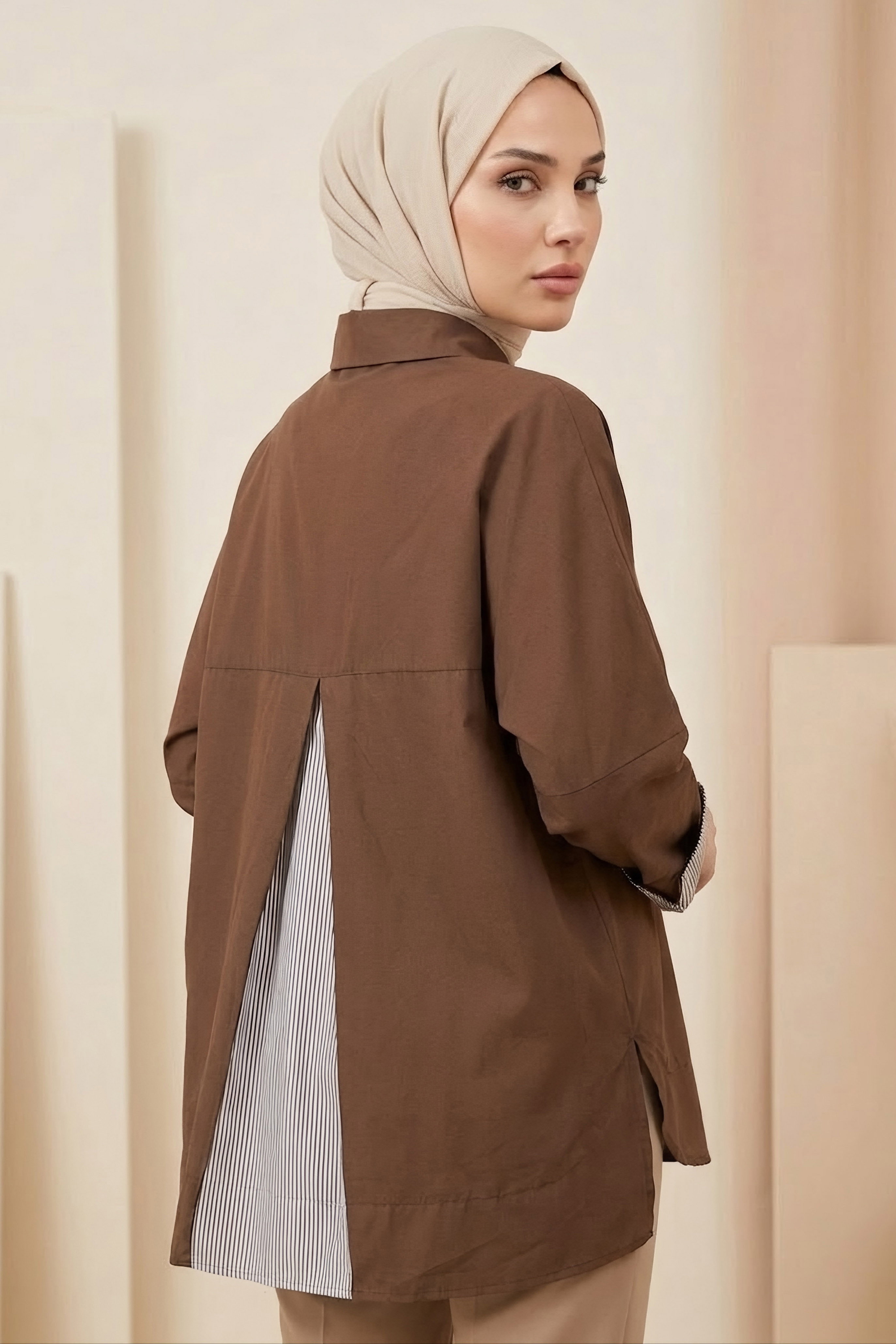 Arkası Roba Detaylı Tunik Kahve - 28727-KAHVE - 3