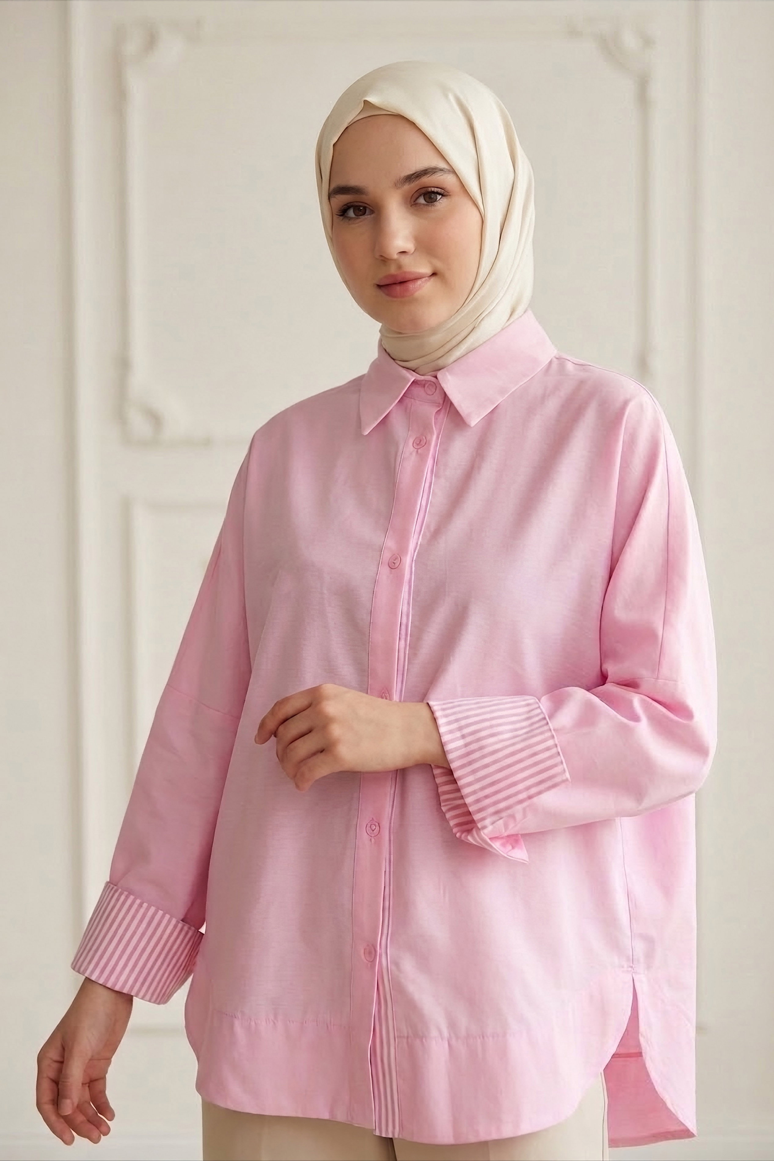 Arkası Roba Detaylı Tunik Pembe - 28727-PEMBE - 1