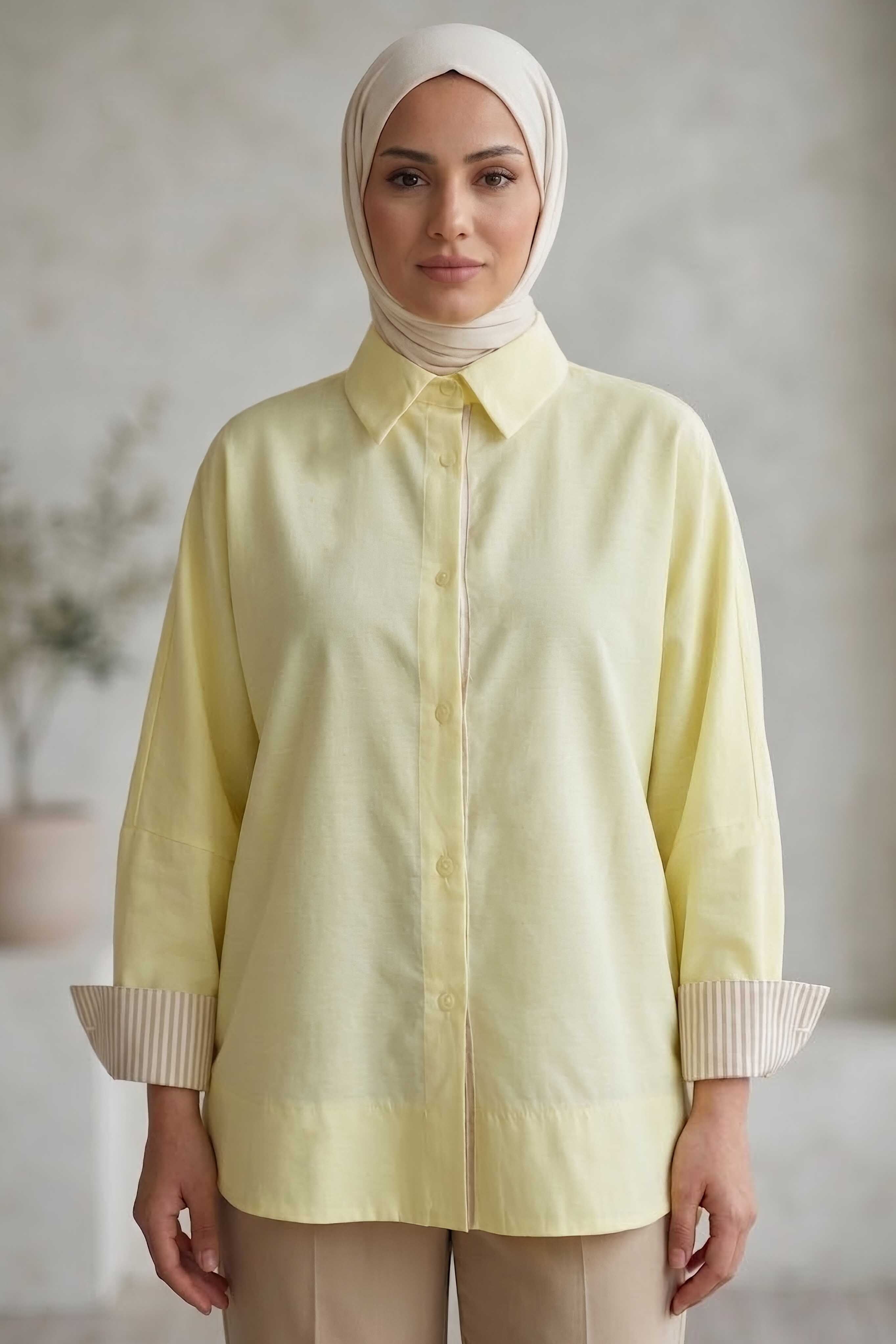 Arkası Roba Detaylı Tunik Sari - 28727-SARI - 2