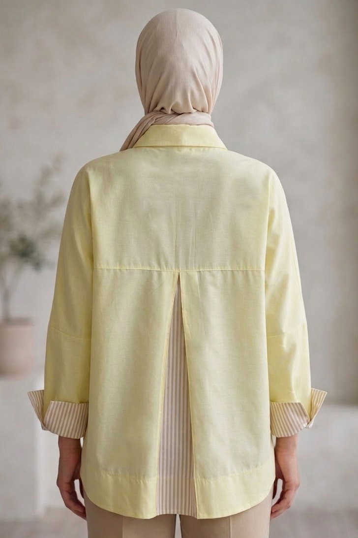 Arkası Roba Detaylı Tunik Sari - 28727-SARI - 3