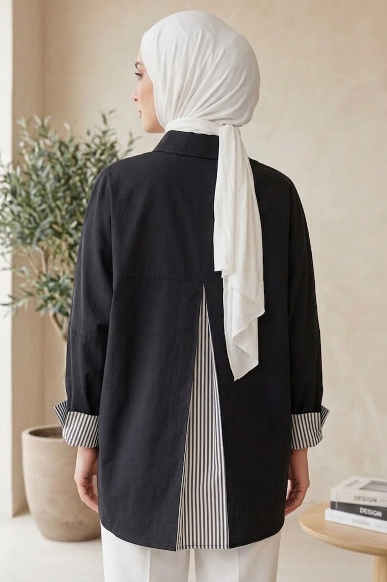 Arkası Roba Detaylı Tunik Siyah - 28727-SIYAH - 3