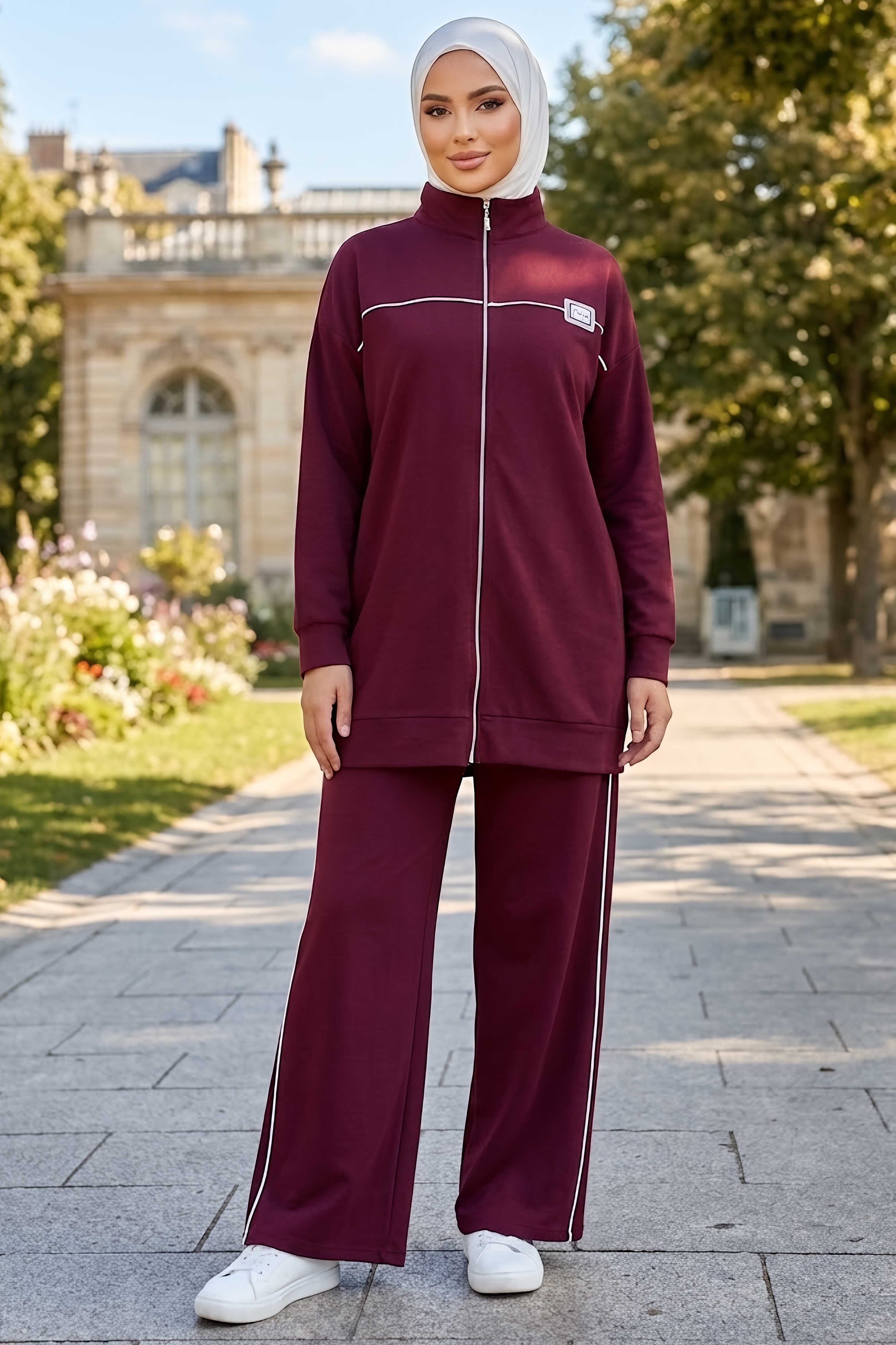 Arma Biye Detaylı Oysh Modal Takım Bordo - 28928-BORDO - 1
