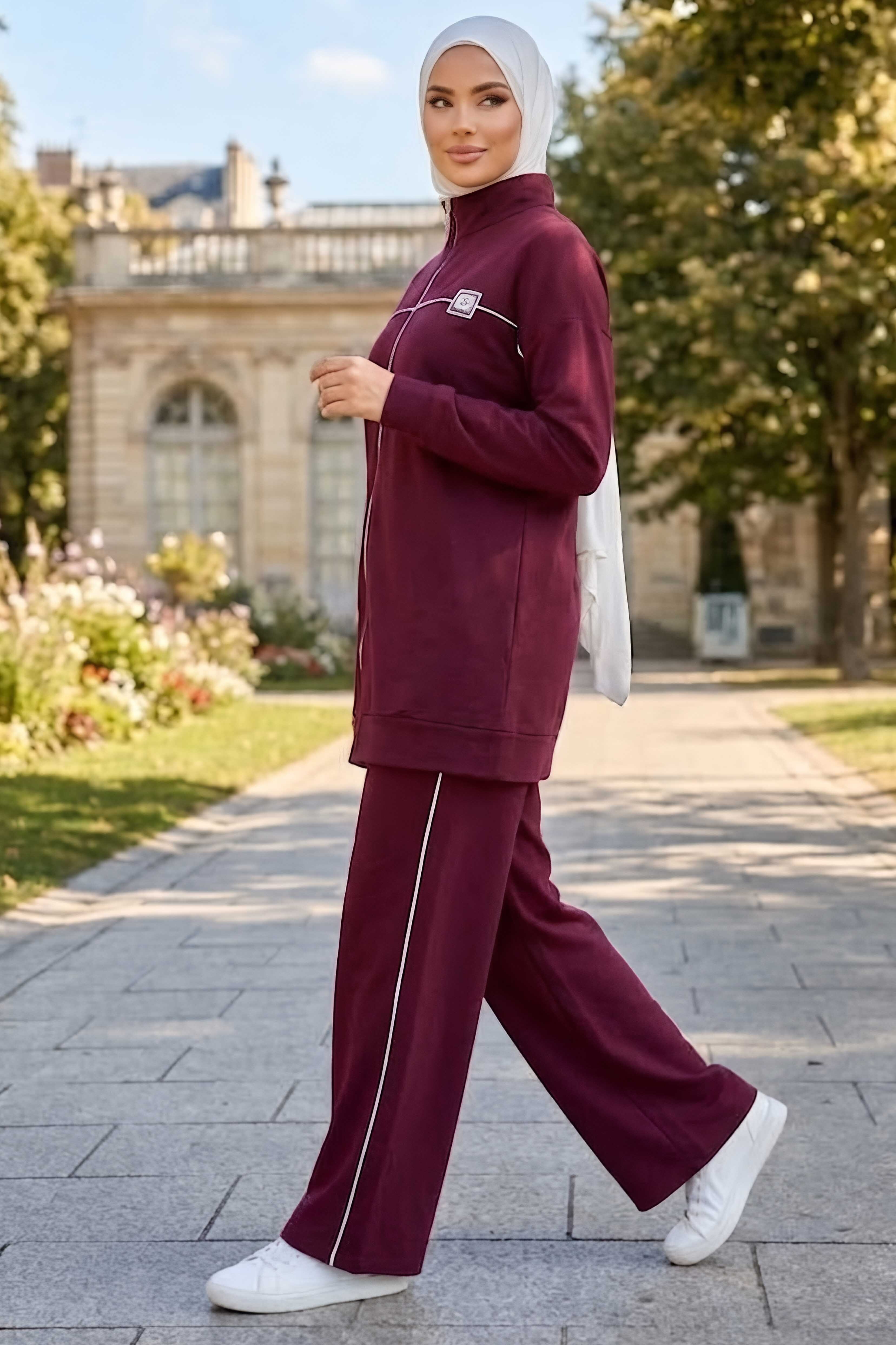 Arma Biye Detaylı Oysh Modal Takım Bordo - 28928-BORDO - 2