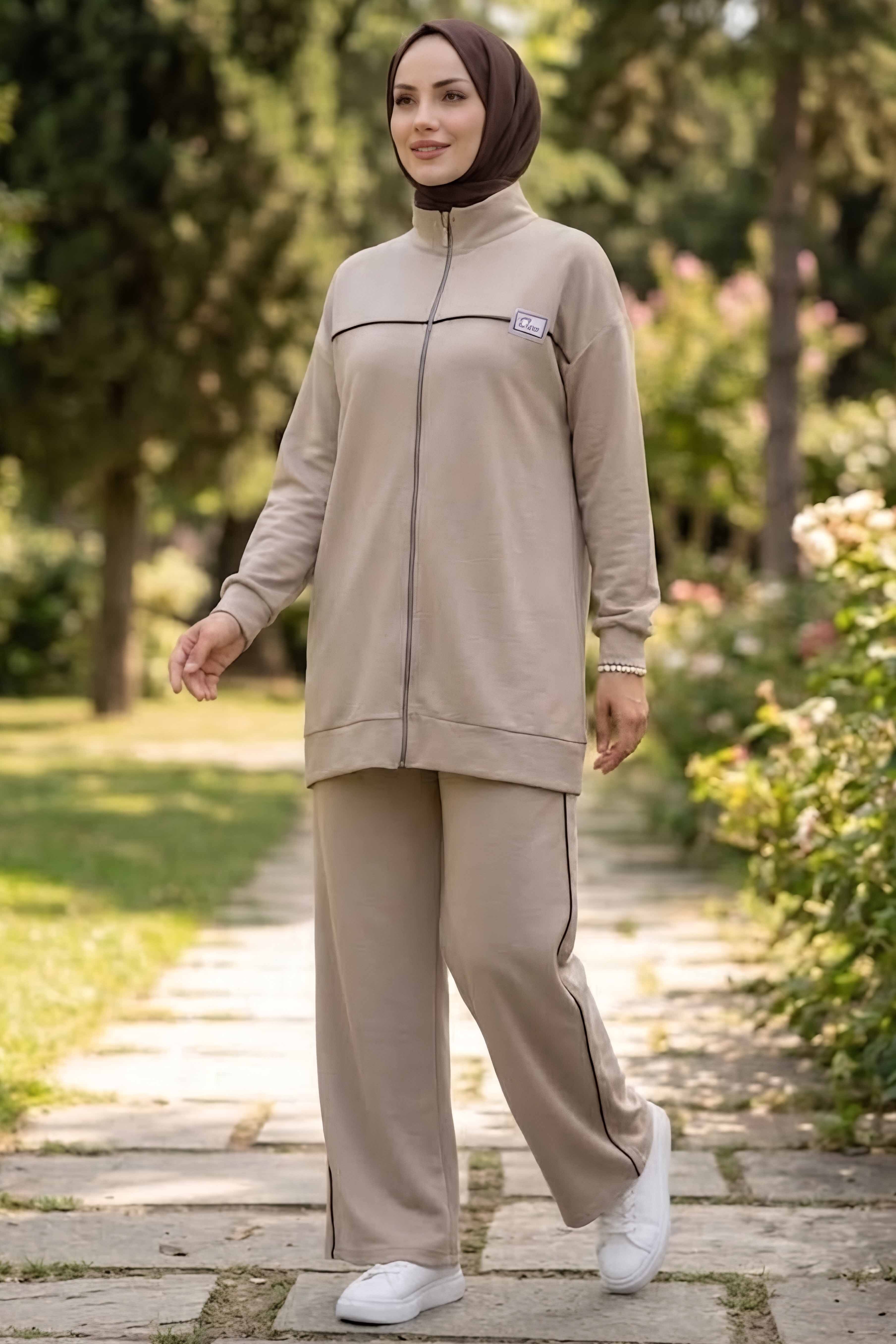 Arma Biye Detaylı Oysh Modal Takım Krem - 28928-KREM - 2