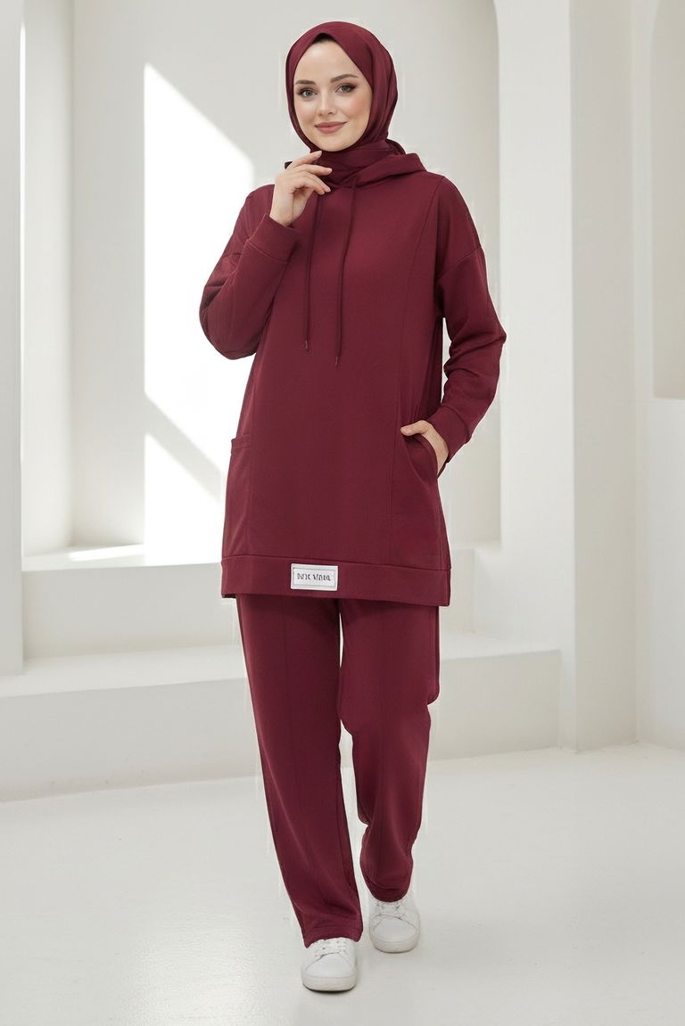 Armalı Çift Cepli Vortex İkili Takım - 27982-BORDO - TOFİSA