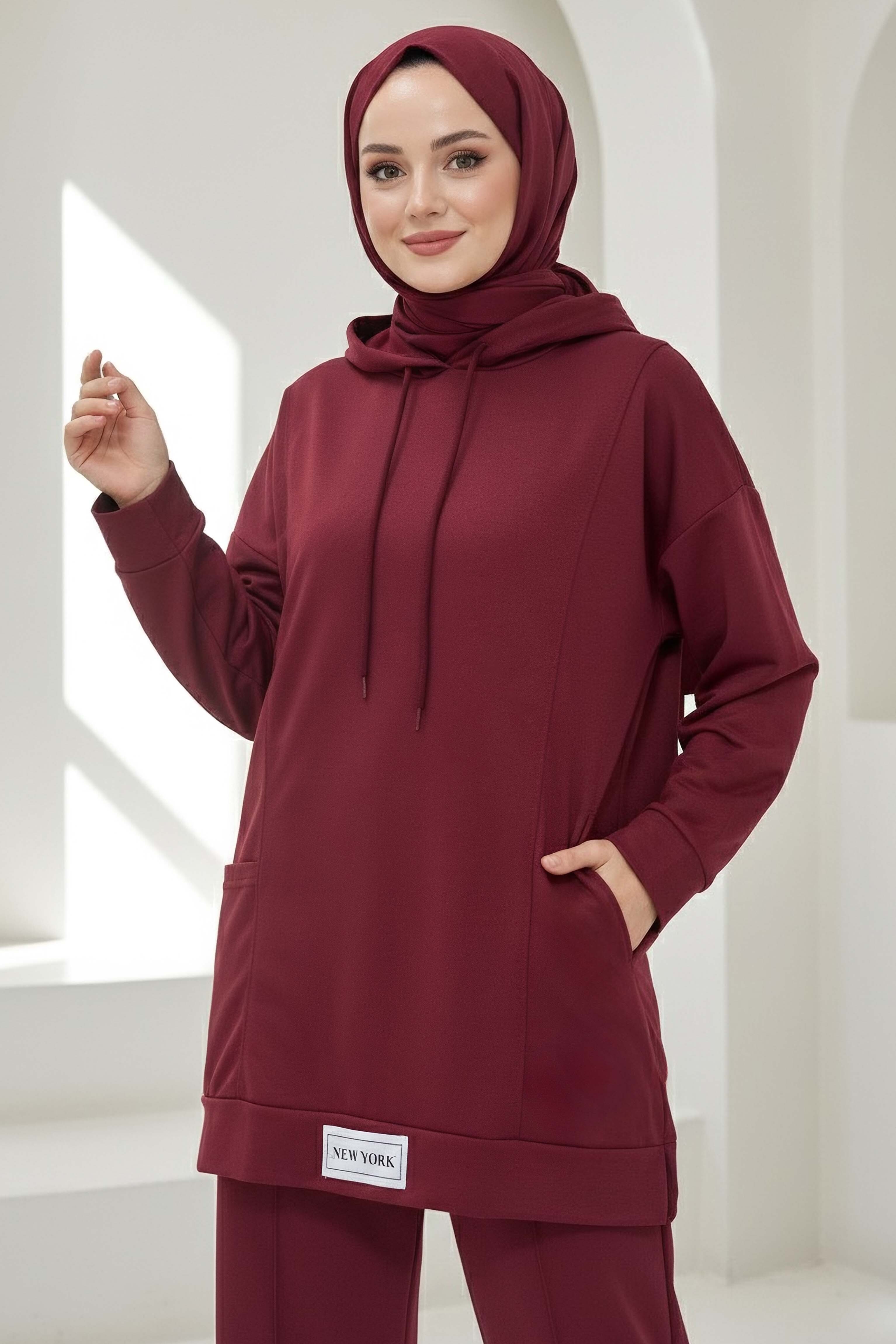 Armalı Çift Cepli Vortex İkili Takım - 27982-BORDO - 2