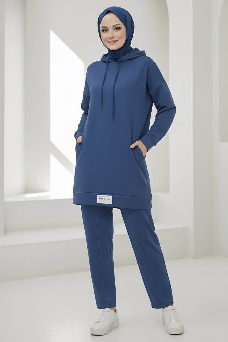 Armalı Çift Cepli Vortex İkili Takım - 27982-INDIGO - TOFİSA