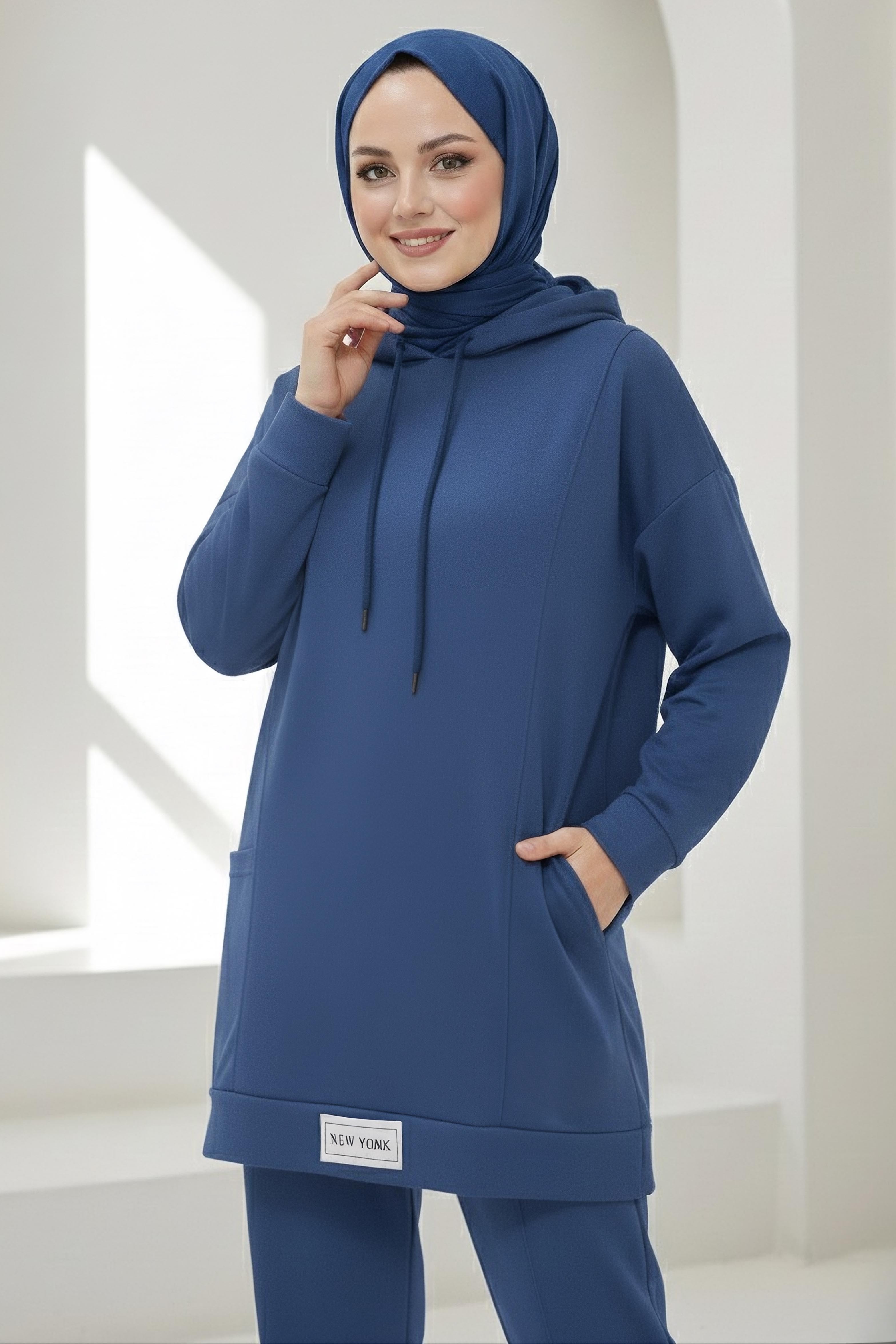 Armalı Çift Cepli Vortex İkili Takım - 27982-INDIGO - 2