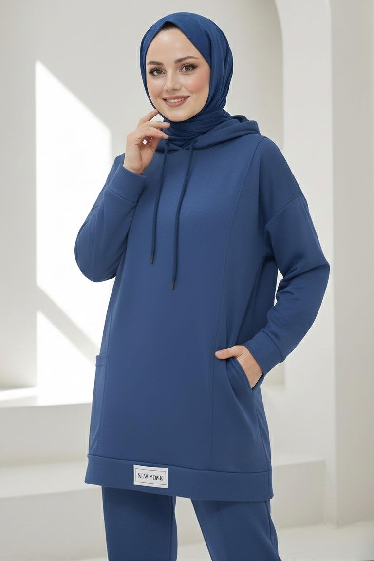 Armalı Çift Cepli Vortex İkili Takım - 27982-INDIGO - TOFİSA