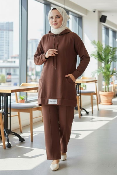 Armalı Çift Cepli Vortex İkili Takım - 27982-KAHVE 