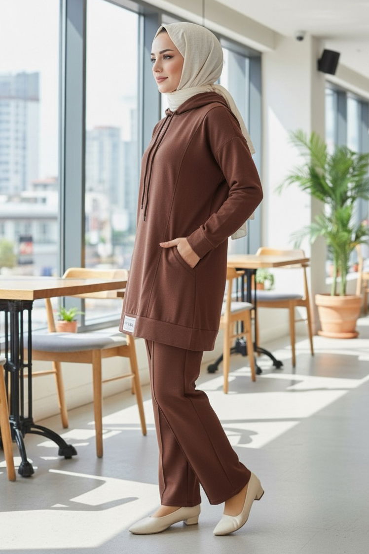 Armalı Çift Cepli Vortex İkili Takım - 27982-KAHVE - 3