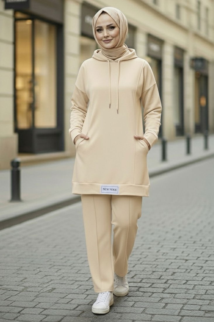 Armalı Çift Cepli Vortex İkili Takım - 27982-KREM - TOFİSA