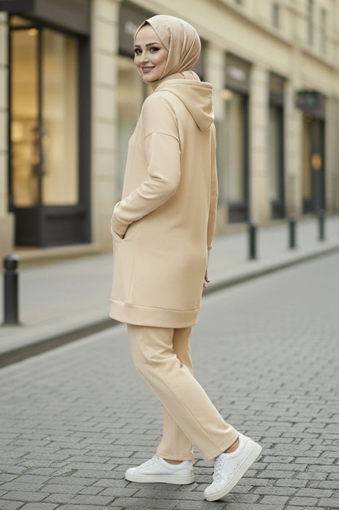 Armalı Çift Cepli Vortex İkili Takım - 27982-KREM - TOFİSA