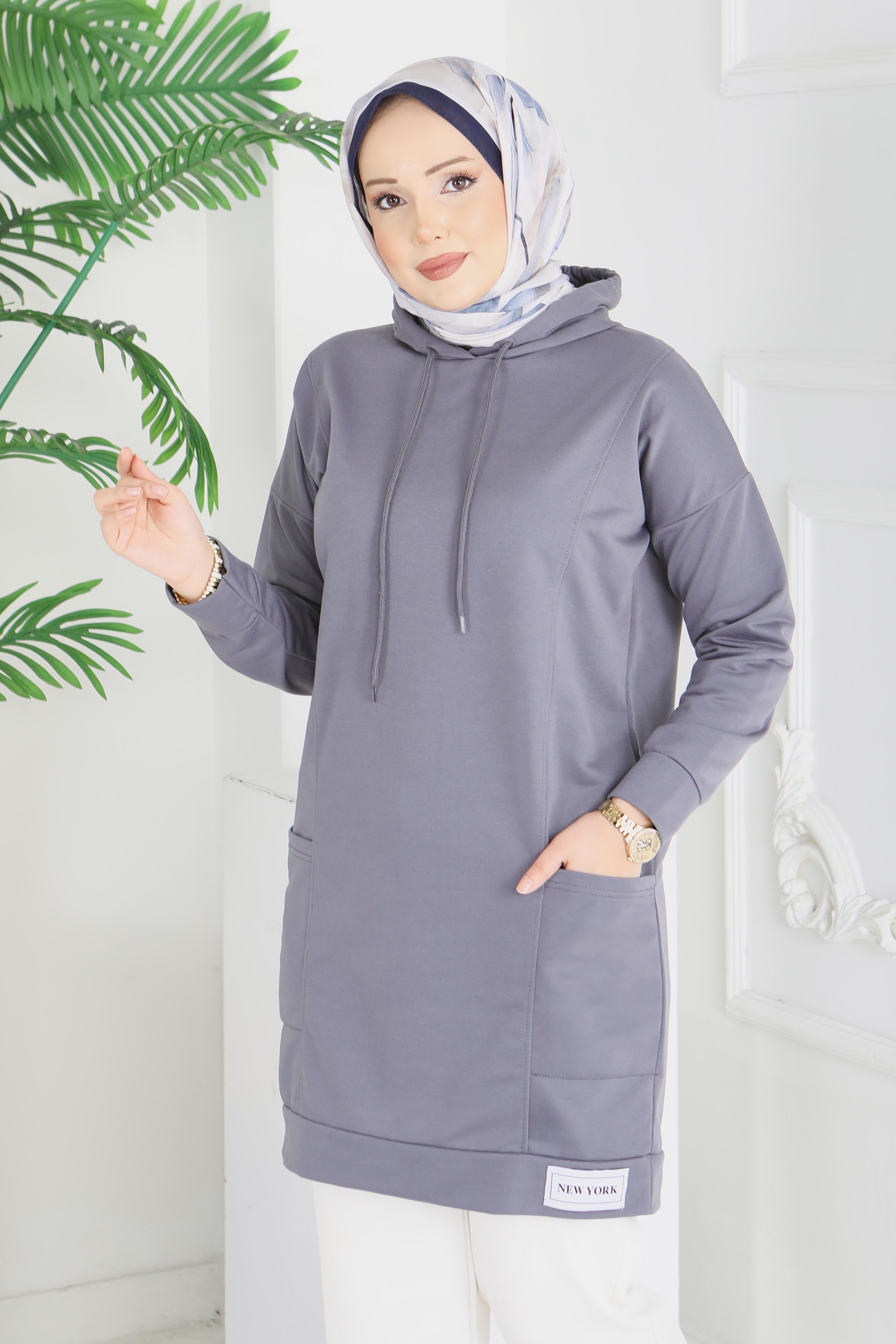 Armalı Geniş Cepli Tunik - 2078-FUME - 2