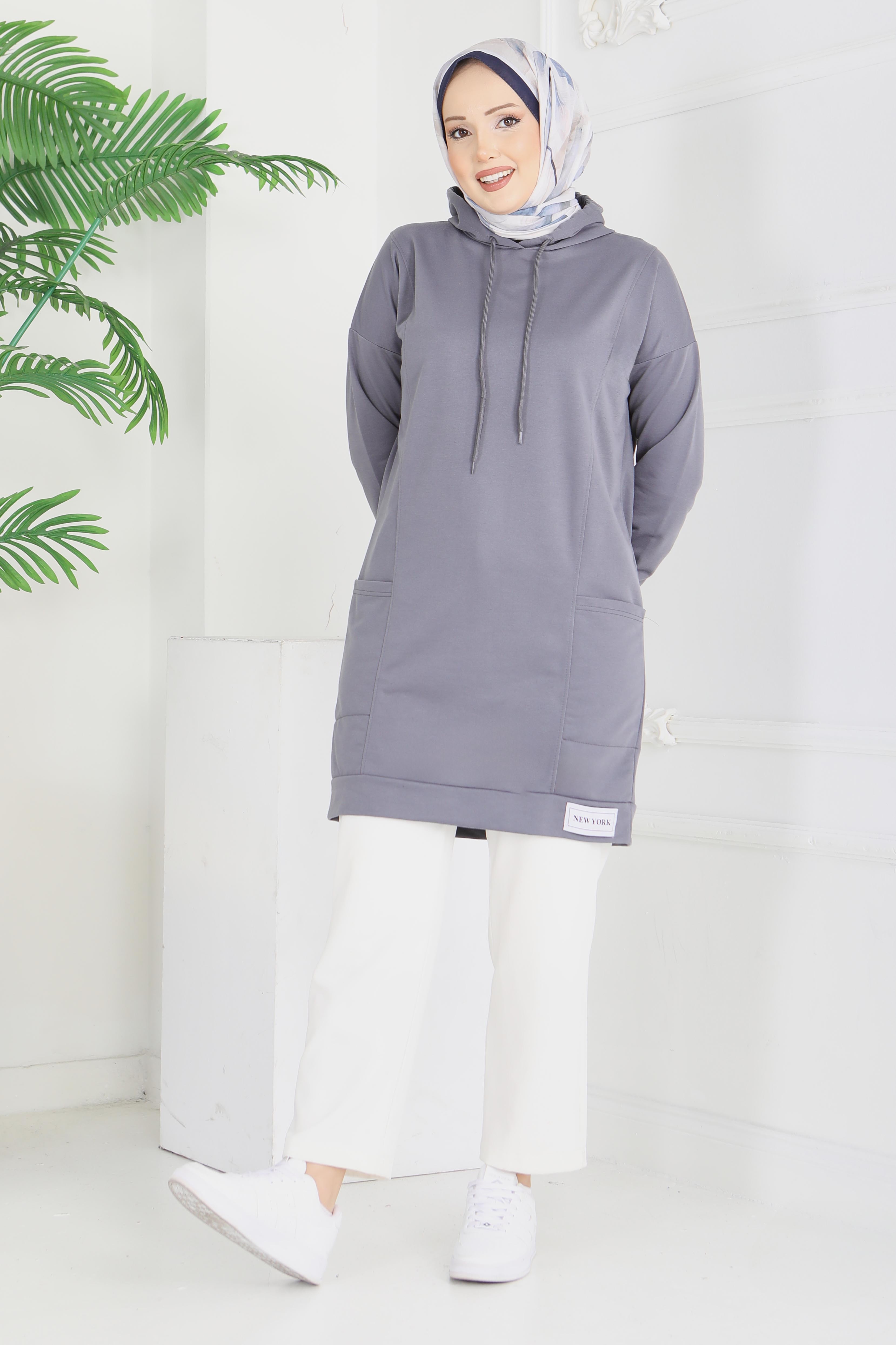 Armalı Geniş Cepli Tunik - 2078-FUME - 3